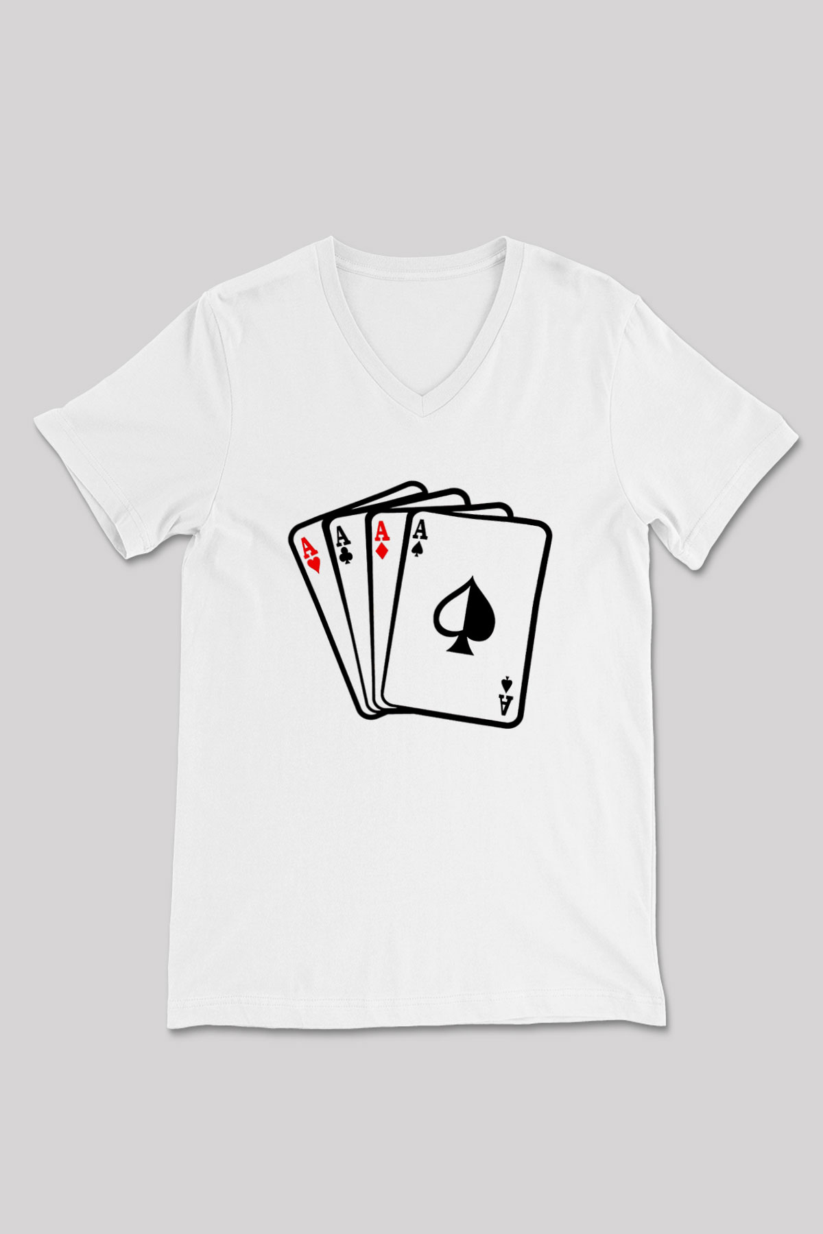 Briç Baskılı Unisex V Yaka Tişört - Tshirt