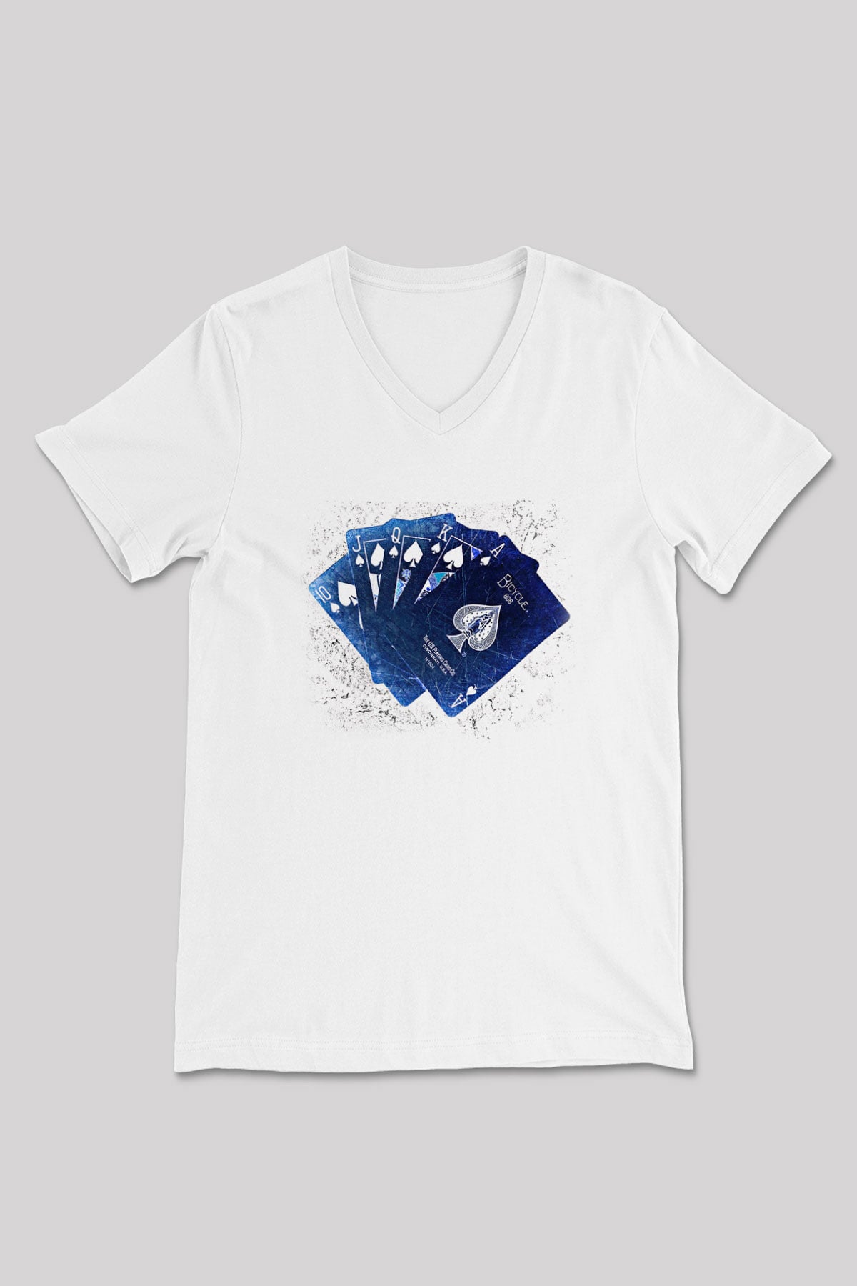 Briç Baskılı Unisex V Yaka Tişört - Tshirt