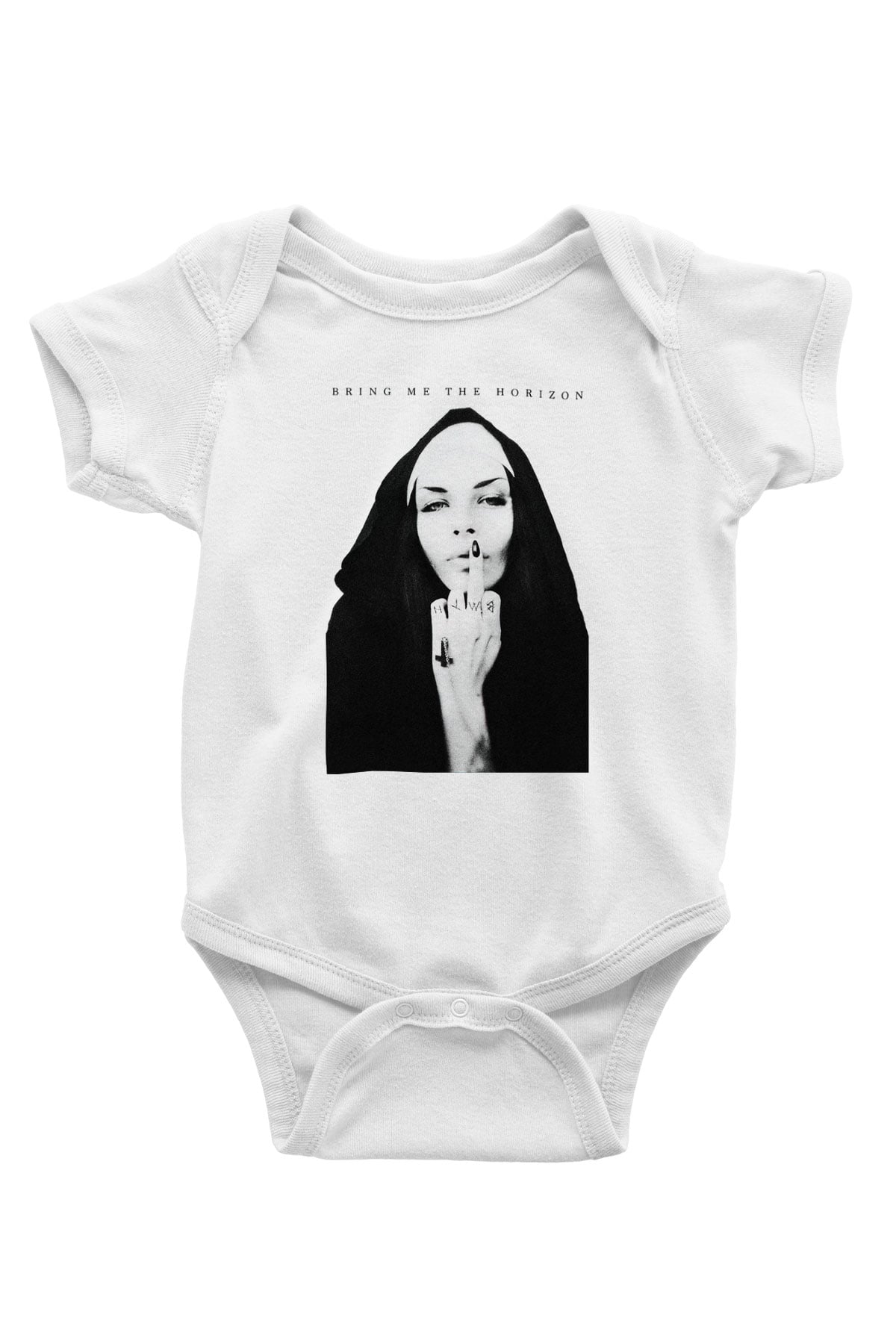 Bring Me the Horizon Baskılı Beyaz Unisex Bebek Body - Zıbın