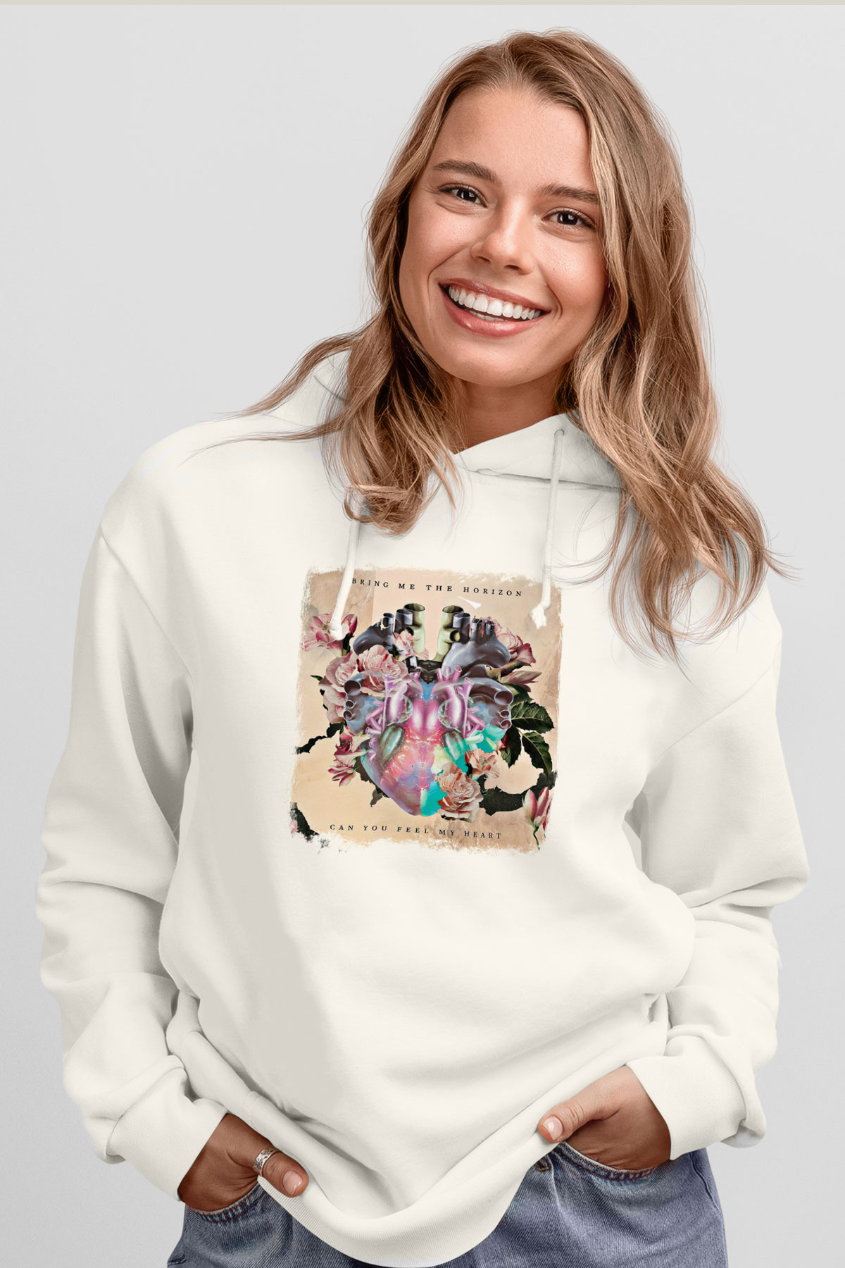 Bring Me the Horizon Baskılı Unisex Beyaz Hoodie