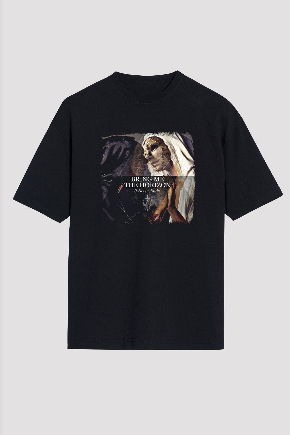 Bring Me the Horizon Baskılı Unisex Siyah Oversize Tişört