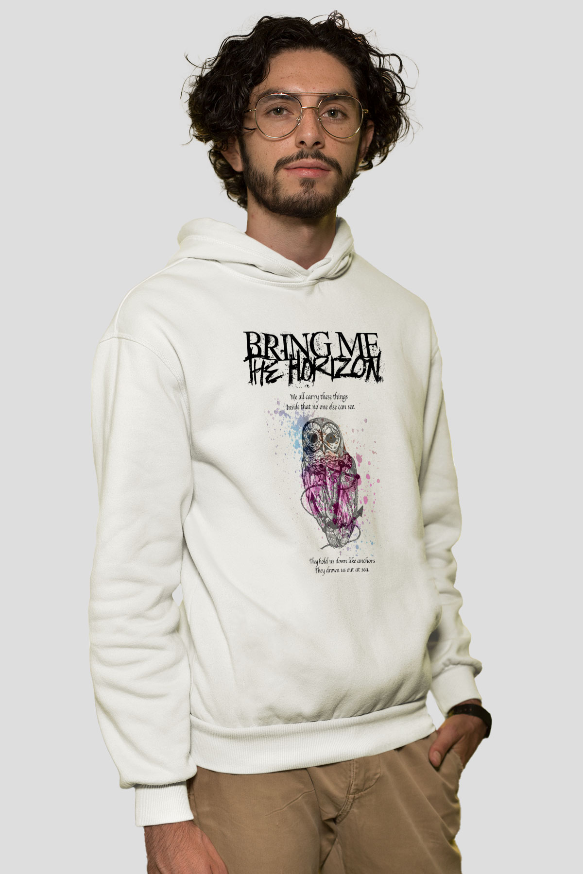 Bring Me the Horizon Beyaz Unisex Kapüşonlu Sweatshirt