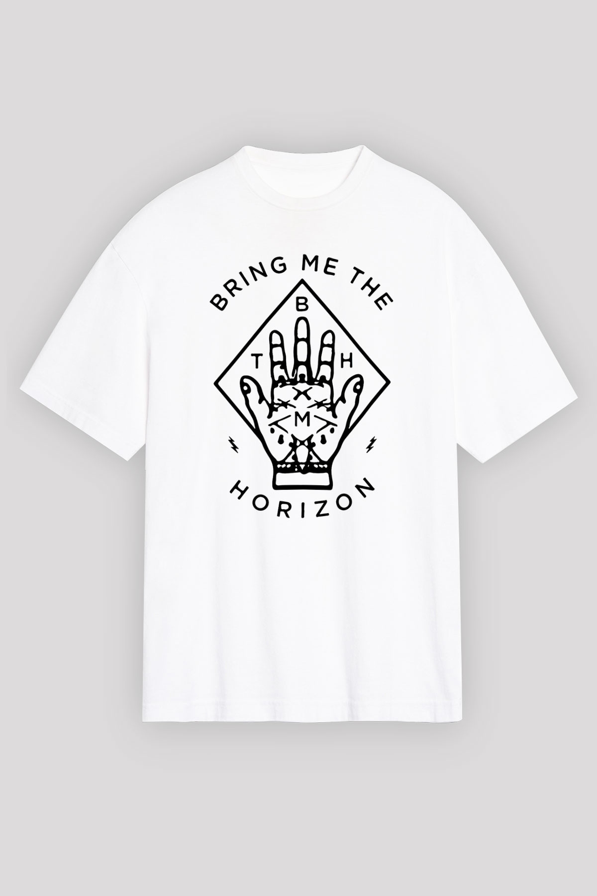 Bring Me the Horizon Beyaz Unisex Oversize Tişört T-Shirt