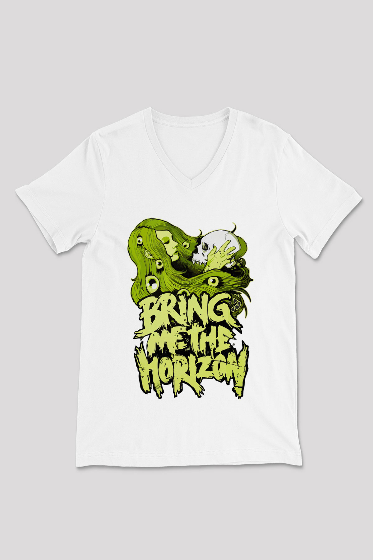 Bring Me the Horizon Beyaz Unisex V Yaka Tişört
