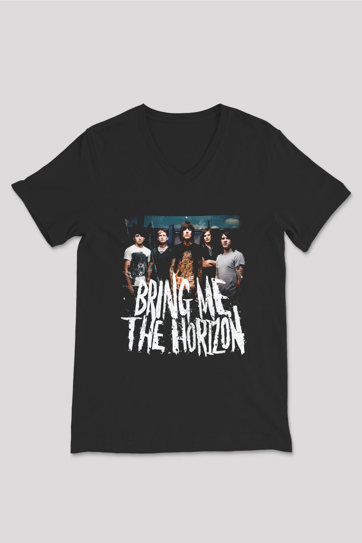 Bring Me the Horizon Siyah Unisex V Yaka Tişört T-Shirt