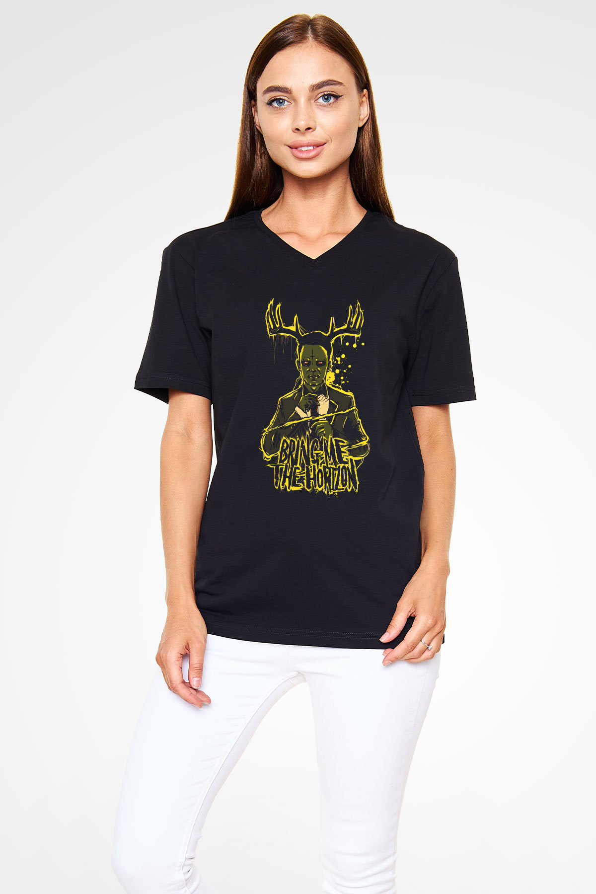 Bring Me the Horizon Siyah Unisex V Yaka Tişört