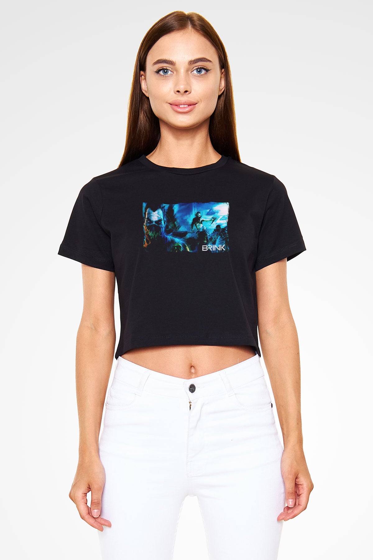Brink Siyah  Crop Top Tişört
