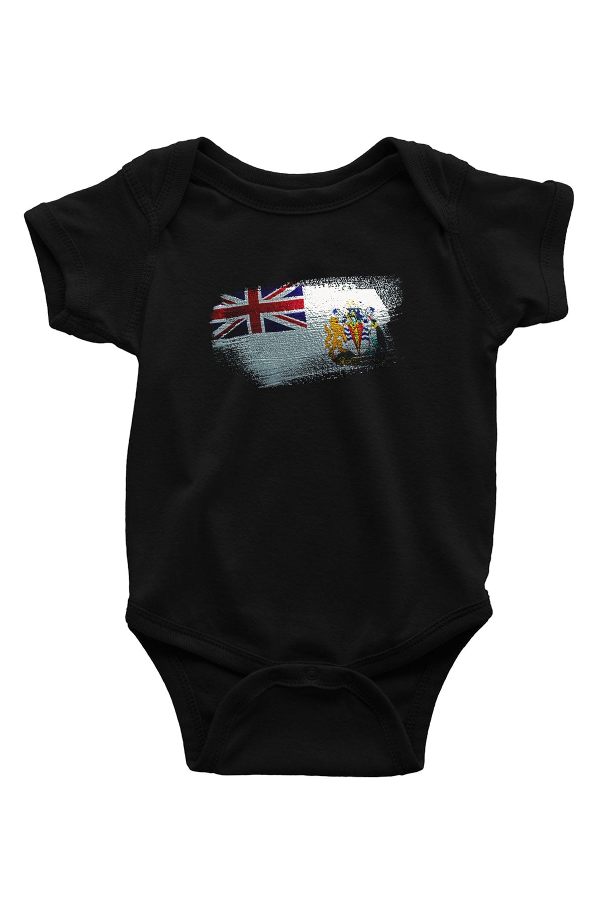 Britanya Antarktika Toprakları - British Antarctic Territory Bayrağı Baskılı Unisex Siyah Bebek Body - Zıbın