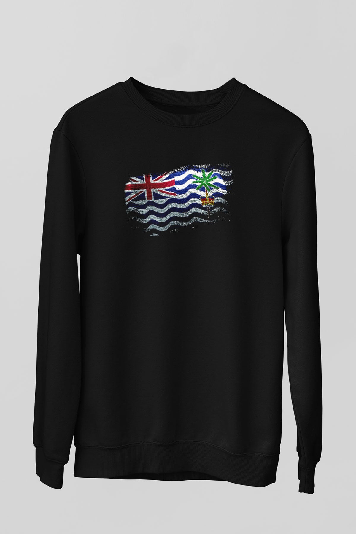 Britanya Hint Okyanusu Toprakları - British İndian Ocean Territory Bayrağı Baskılı Unisex Siyah Sweatshirt