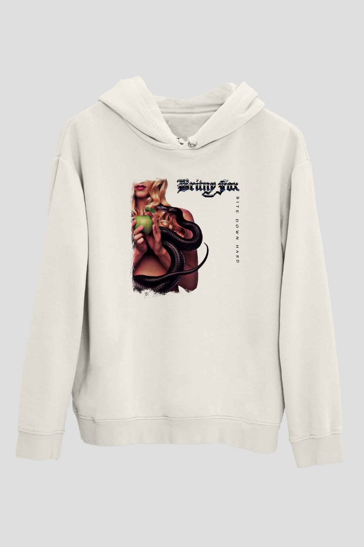 Britny Fox Baskılı Unisex Beyaz Hoodie