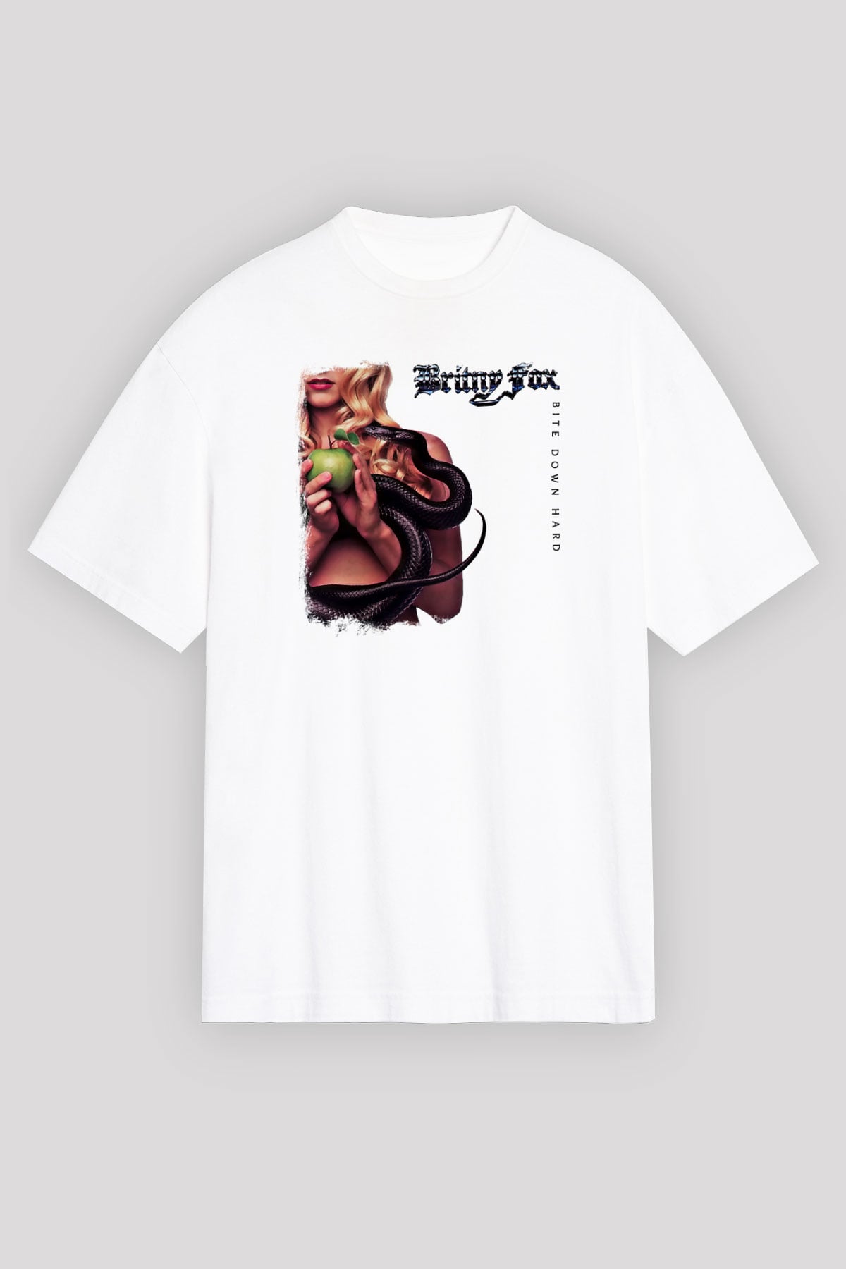 Britny Fox Baskılı Unisex Beyaz Oversize Tişört