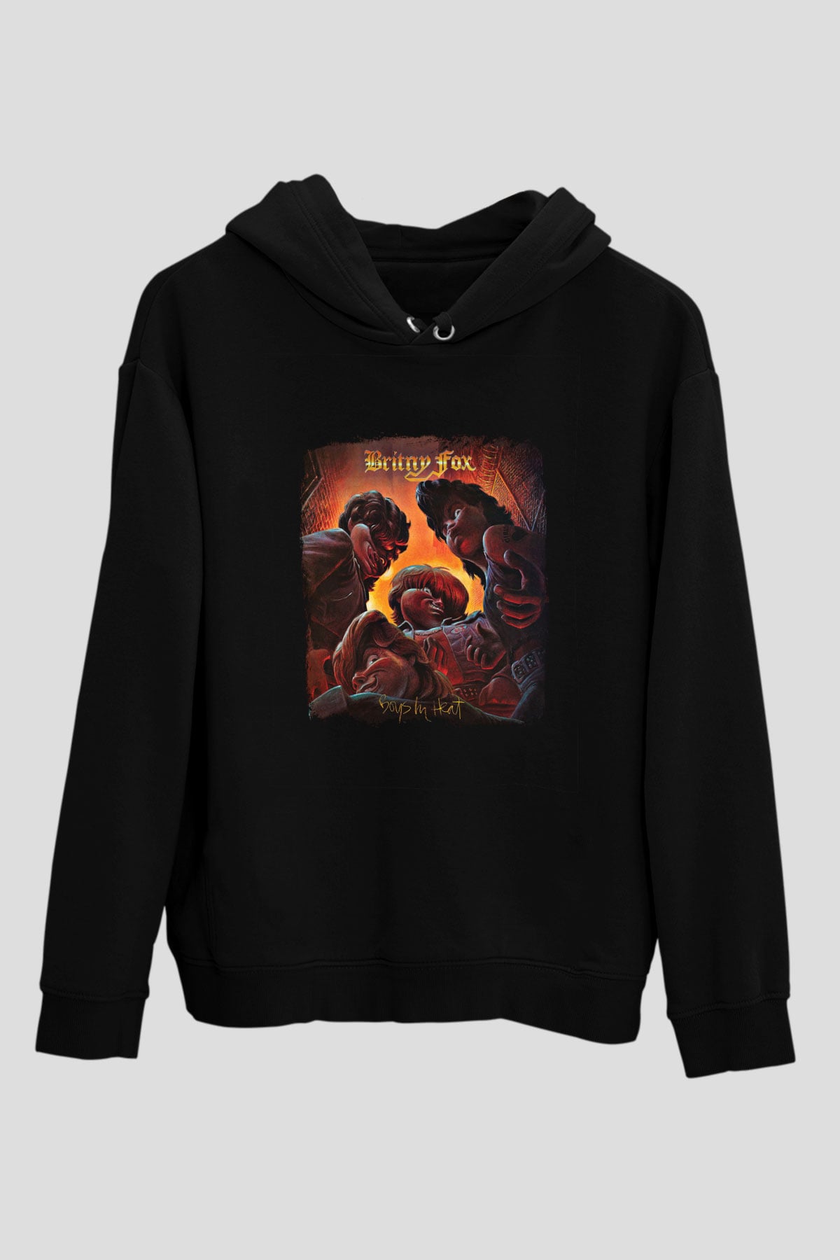 Britny Fox Baskılı Unisex Siyah Hoodie