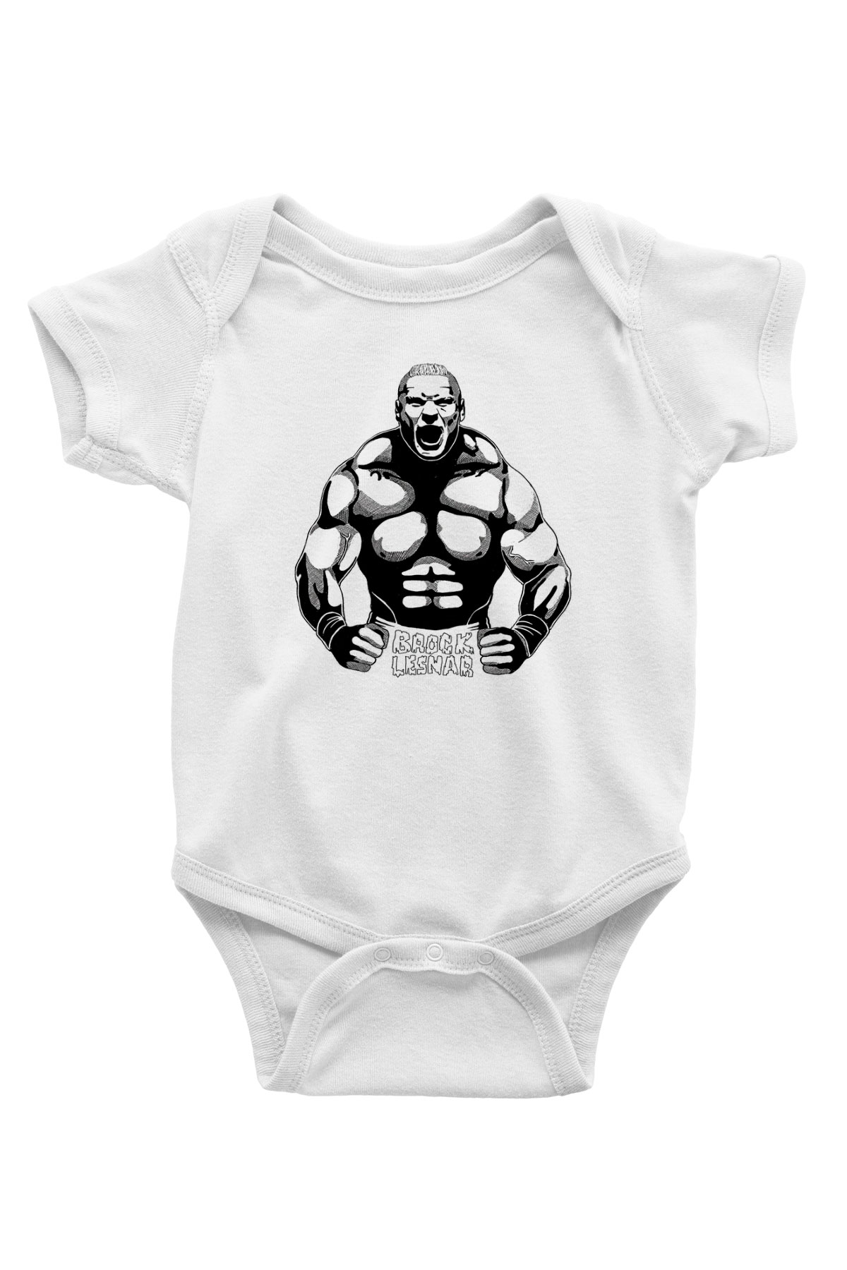Brock Lesnar Baskılı Beyaz Unisex Bebek Body - Zıbın