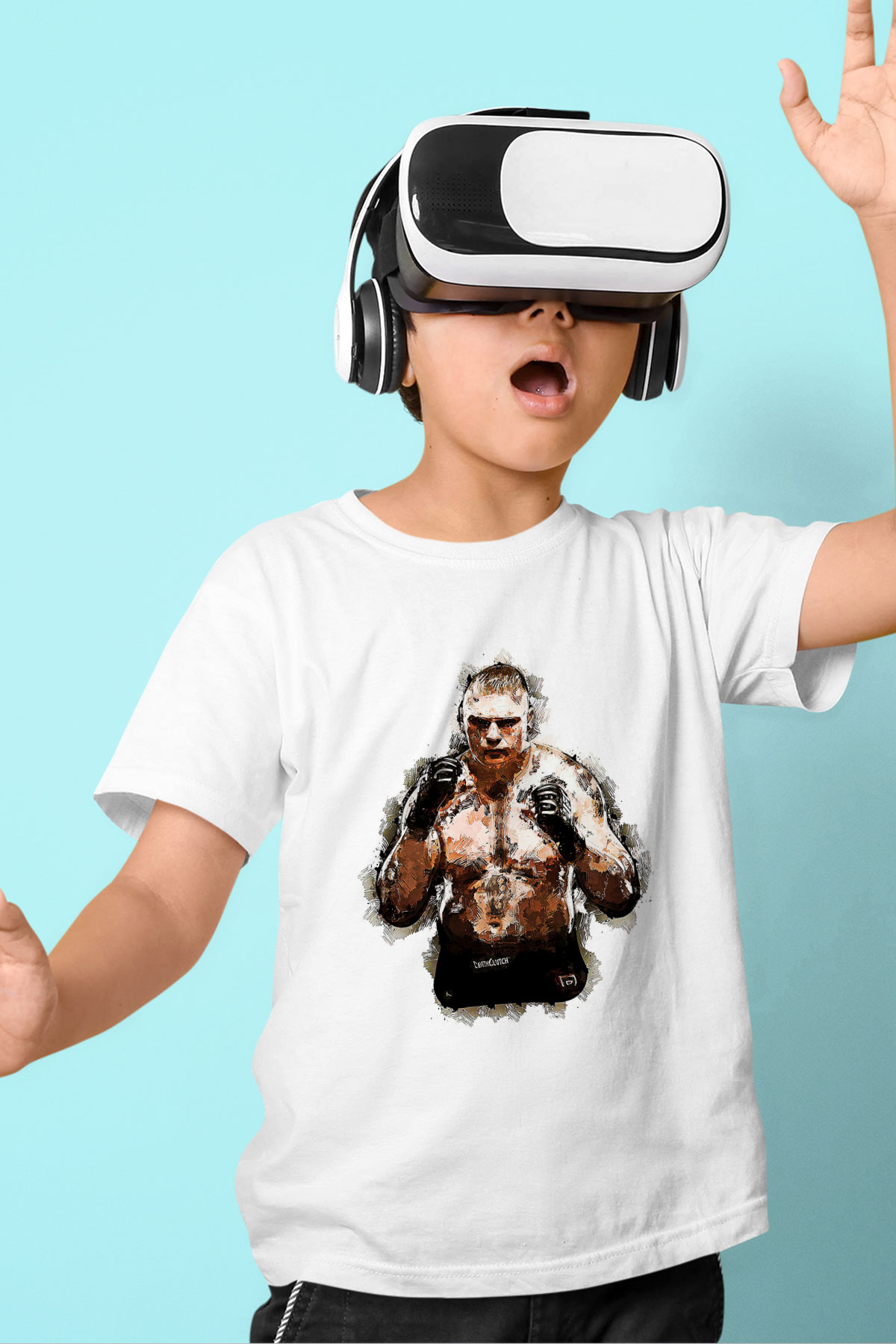 Brock Lesnar Baskılı Beyaz Unisex Beyaz Çocuk Tişört - Tshirt