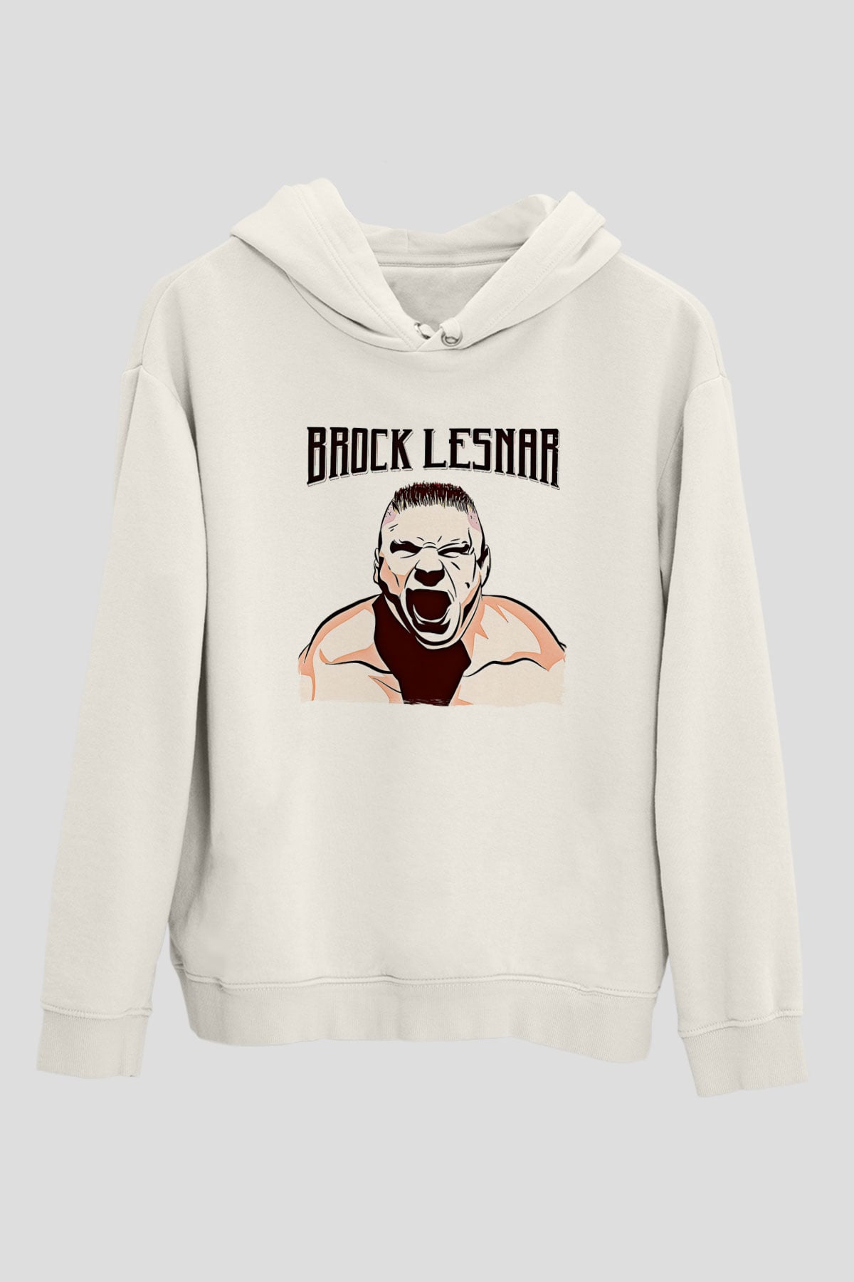 Brock Lesnar Baskılı Beyaz Unisex Hoodie