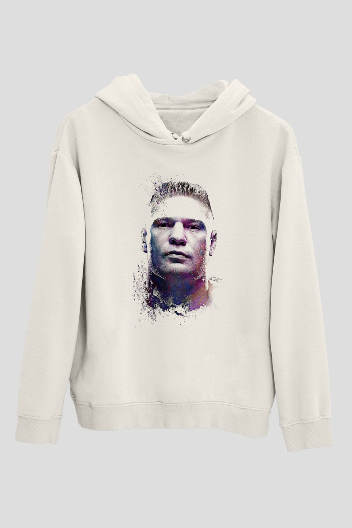 Brock Lesnar Baskılı Beyaz Unisex Hoodie
