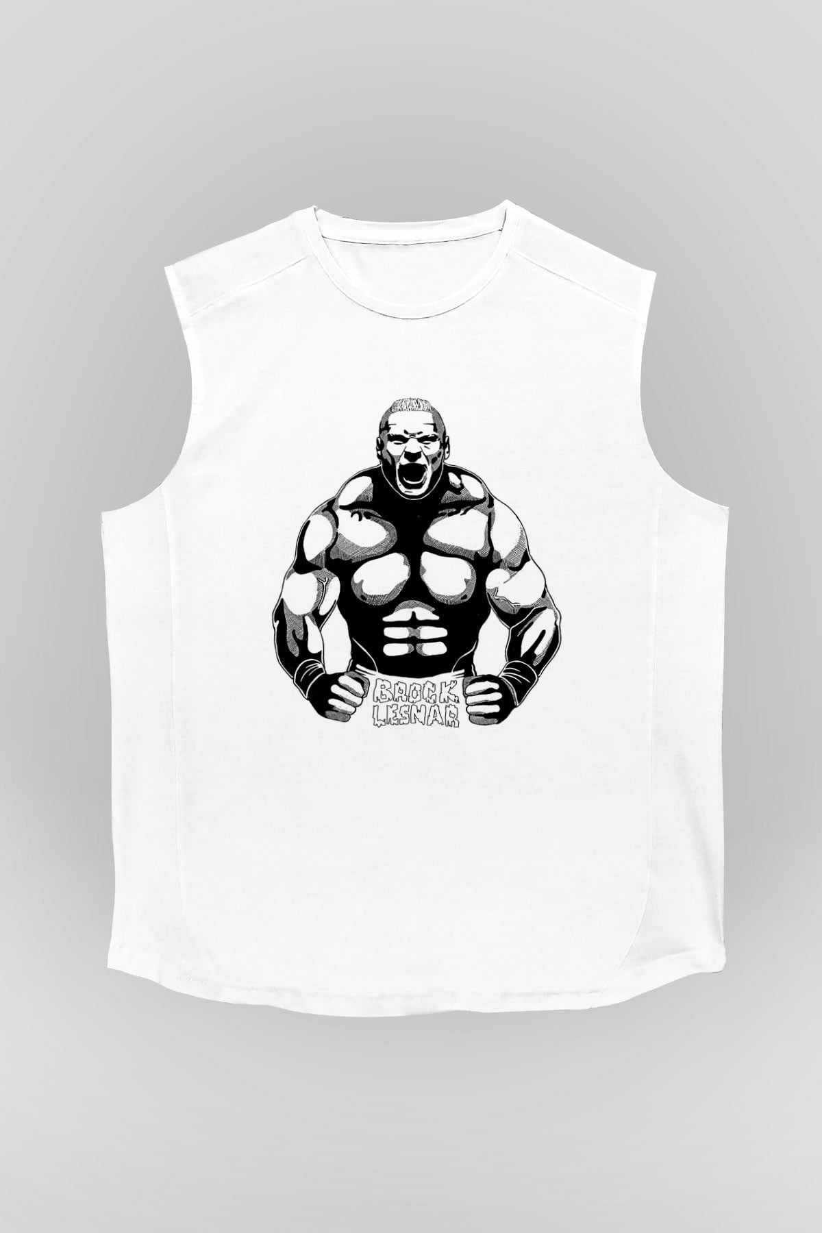 Brock Lesnar Baskılı Beyaz Unisex Kolsuz Tişört - Tshirt