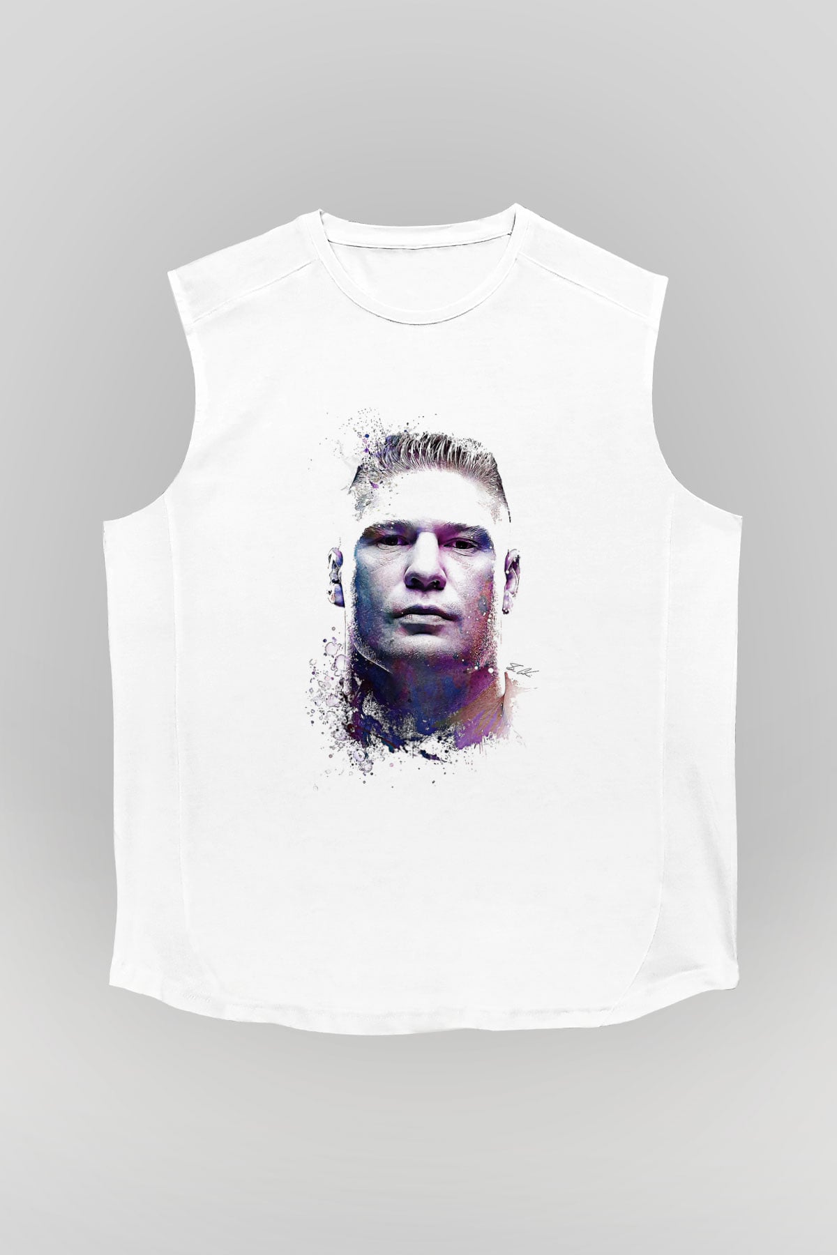 Brock Lesnar Baskılı Beyaz Unisex Kolsuz Tişört - Tshirt