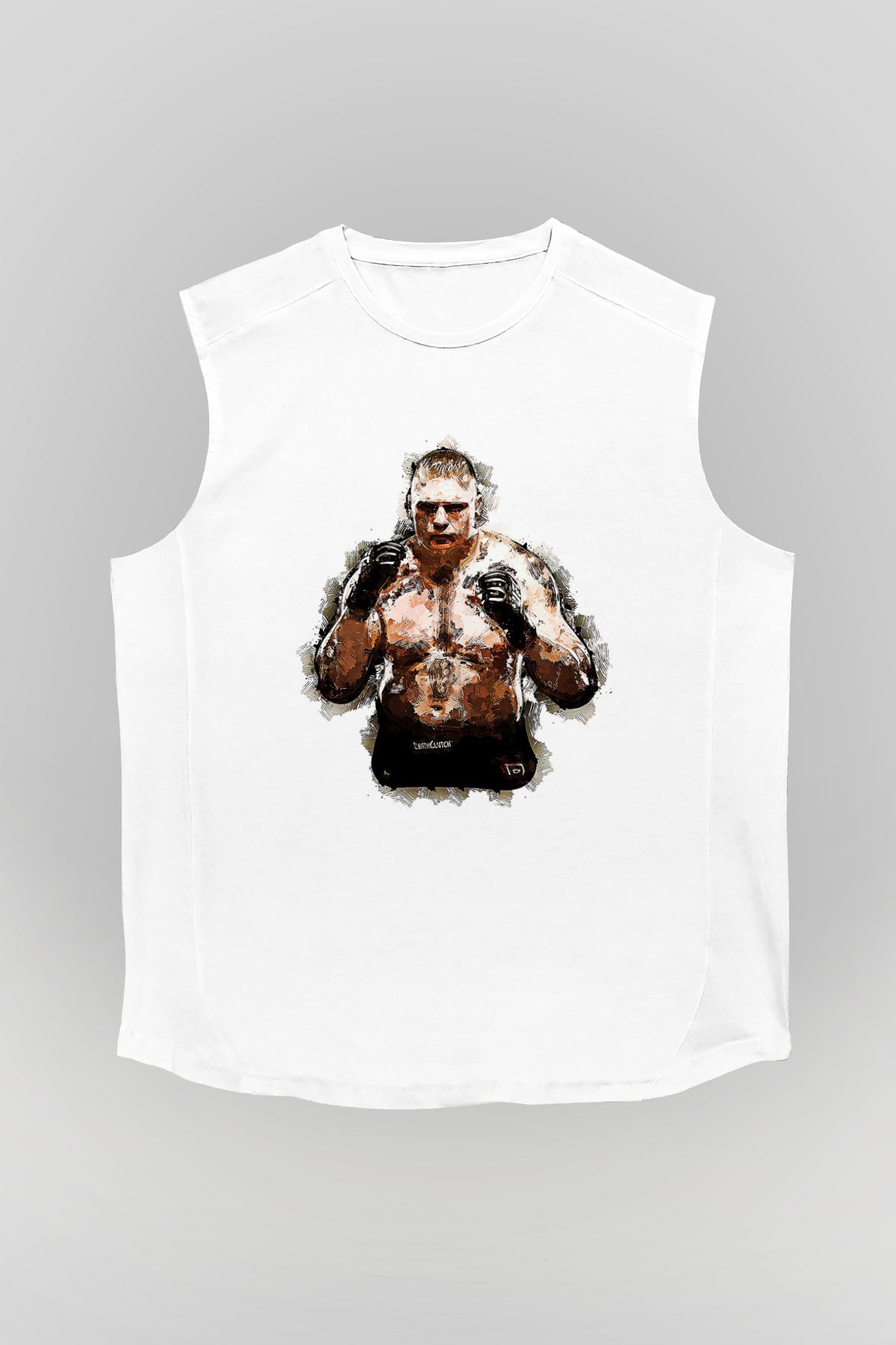 Brock Lesnar Baskılı Beyaz Unisex Kolsuz Tişört - Tshirt