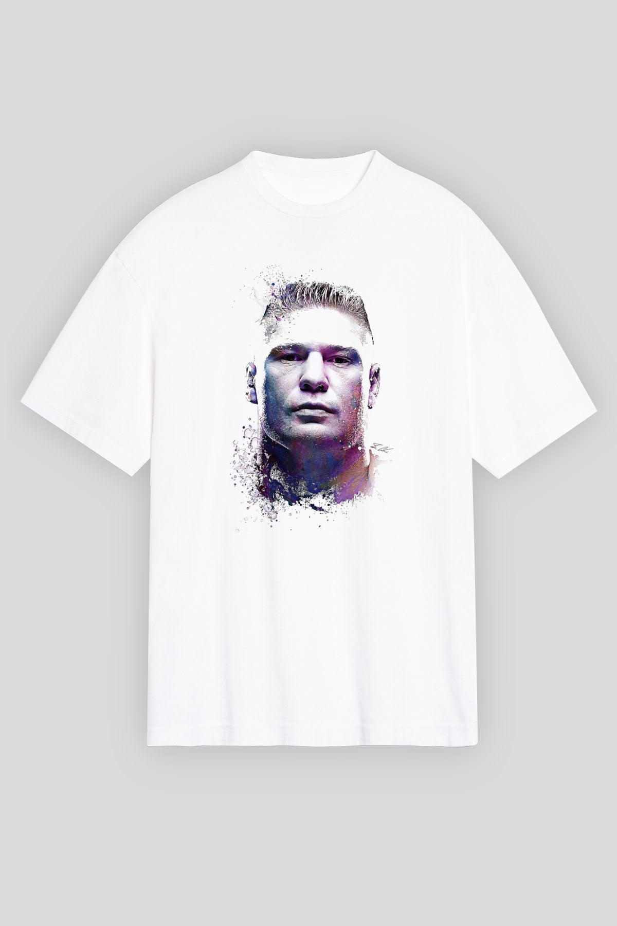 Brock Lesnar Baskılı Beyaz Unisex Oversize Tişört - Tshirt