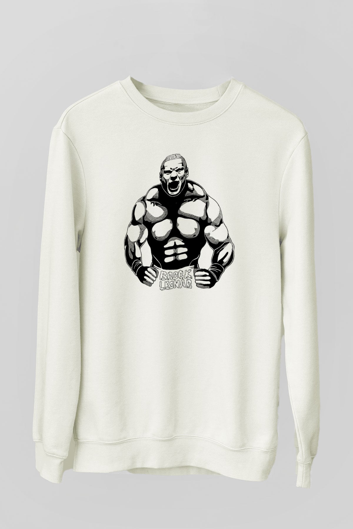 Brock Lesnar Baskılı Beyaz Unisex Sweatshirt