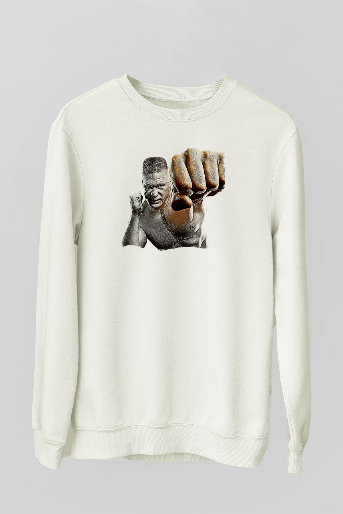 Brock Lesnar Baskılı Beyaz Unisex Sweatshirt