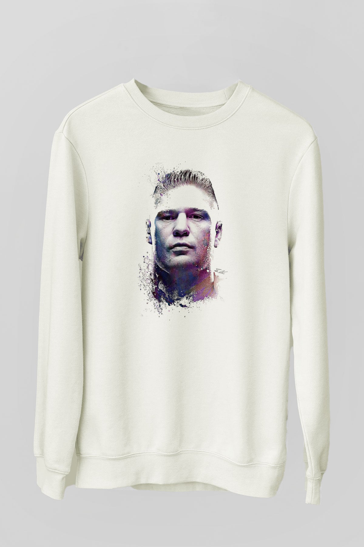 Brock Lesnar Baskılı Beyaz Unisex Sweatshirt