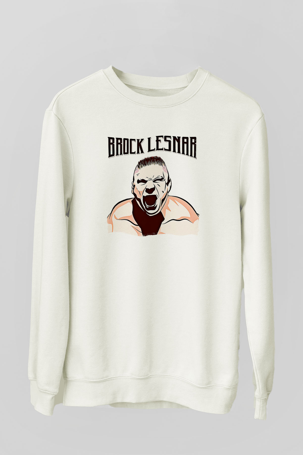 Brock Lesnar Baskılı Beyaz Unisex Sweatshirt