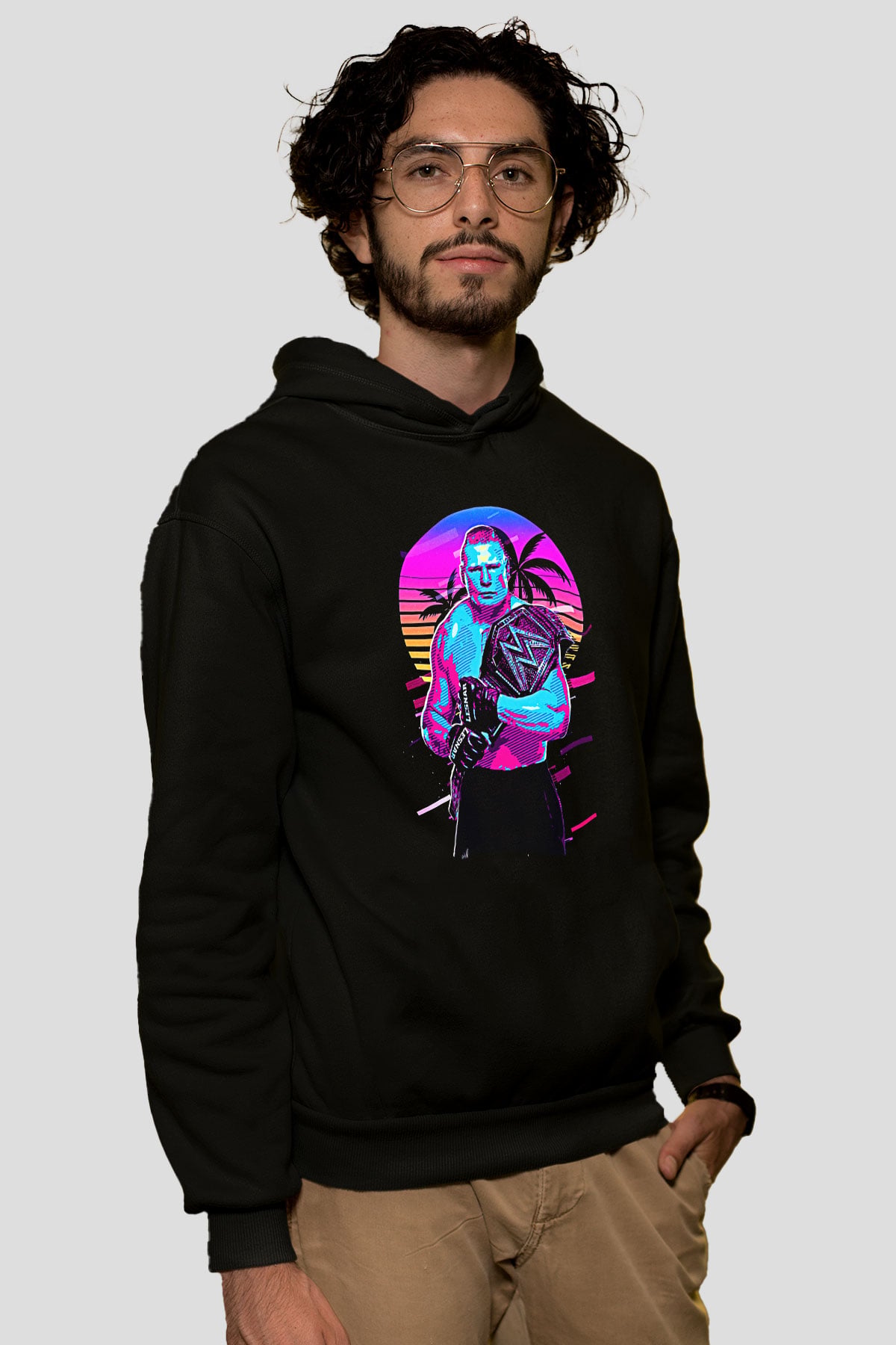 Brock Lesnar Baskılı Unisex Siyah Hoodie