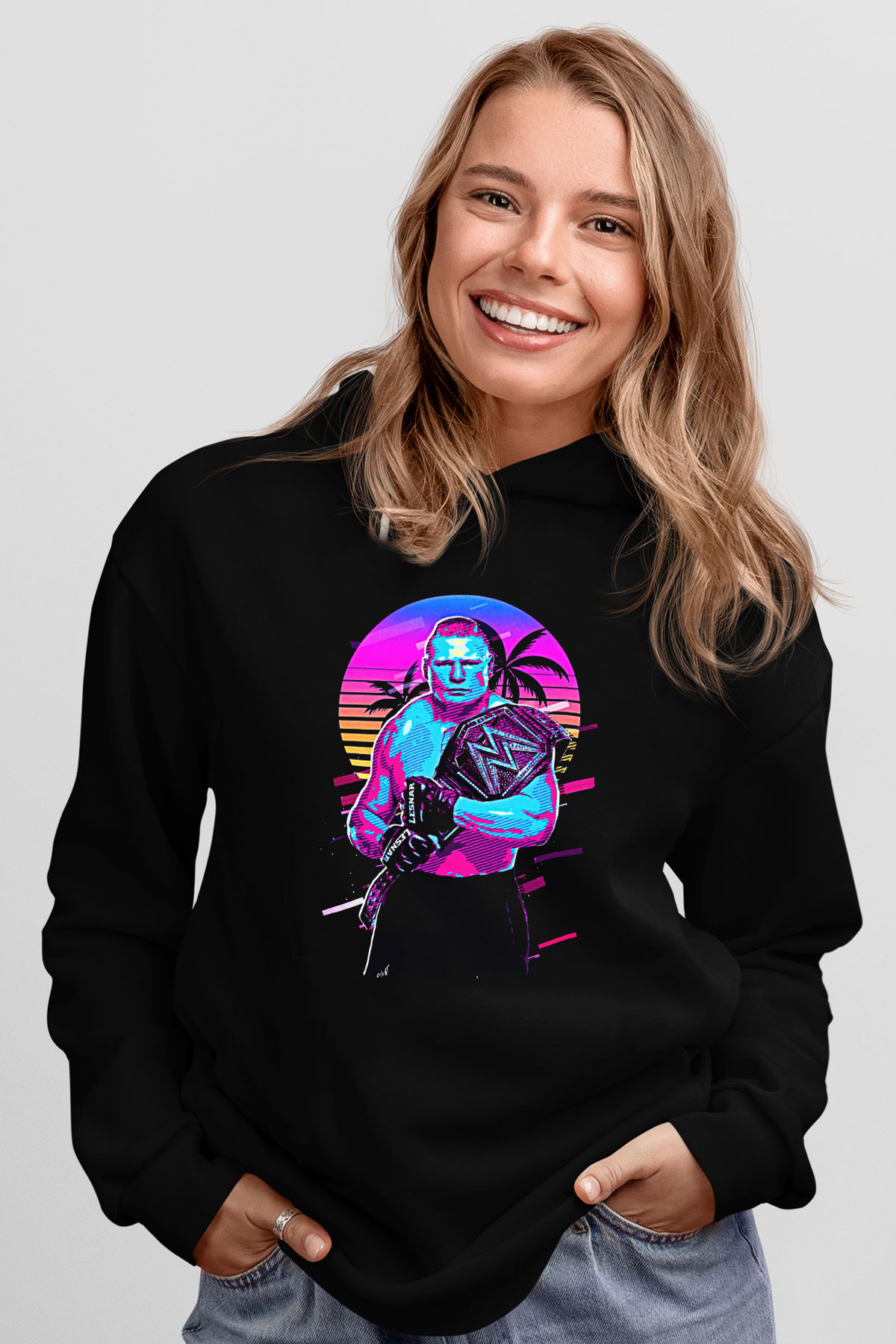 Brock Lesnar Baskılı Unisex Siyah Hoodie