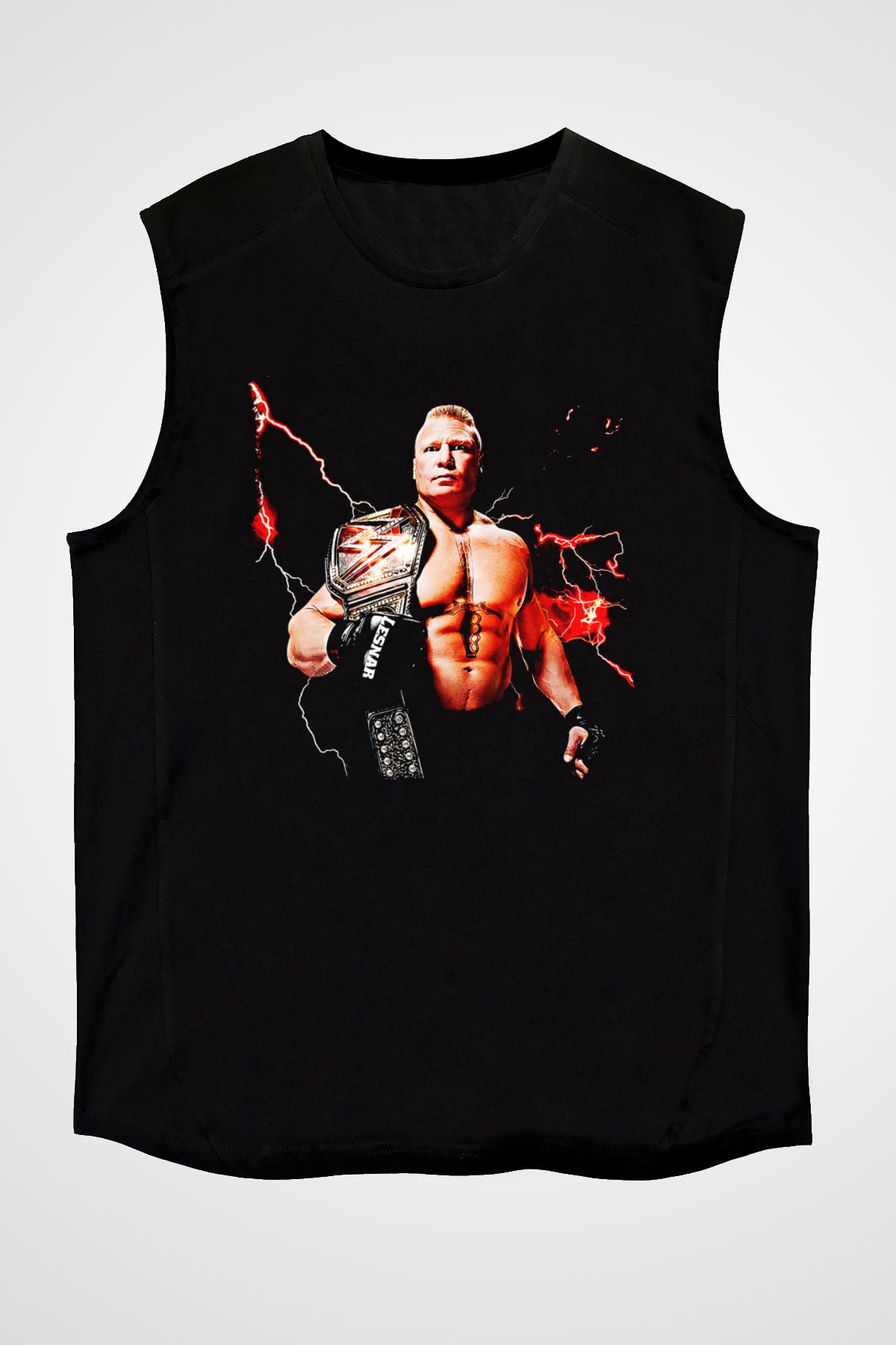 Brock Lesnar Baskılı Unisex Siyah Kolsuz Tişört - Tshirt