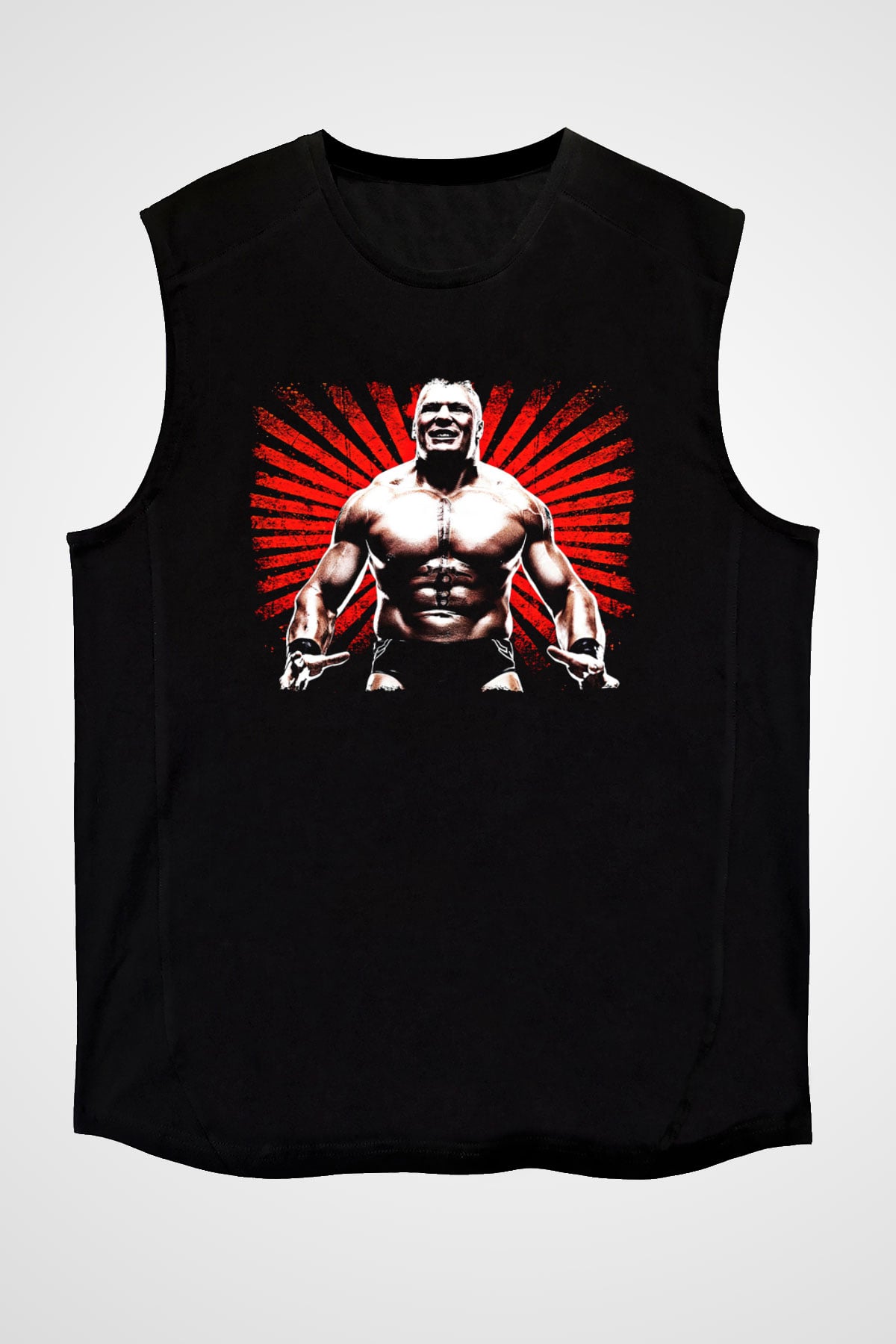 Brock Lesnar Baskılı Unisex Siyah Kolsuz Tişört - Tshirt
