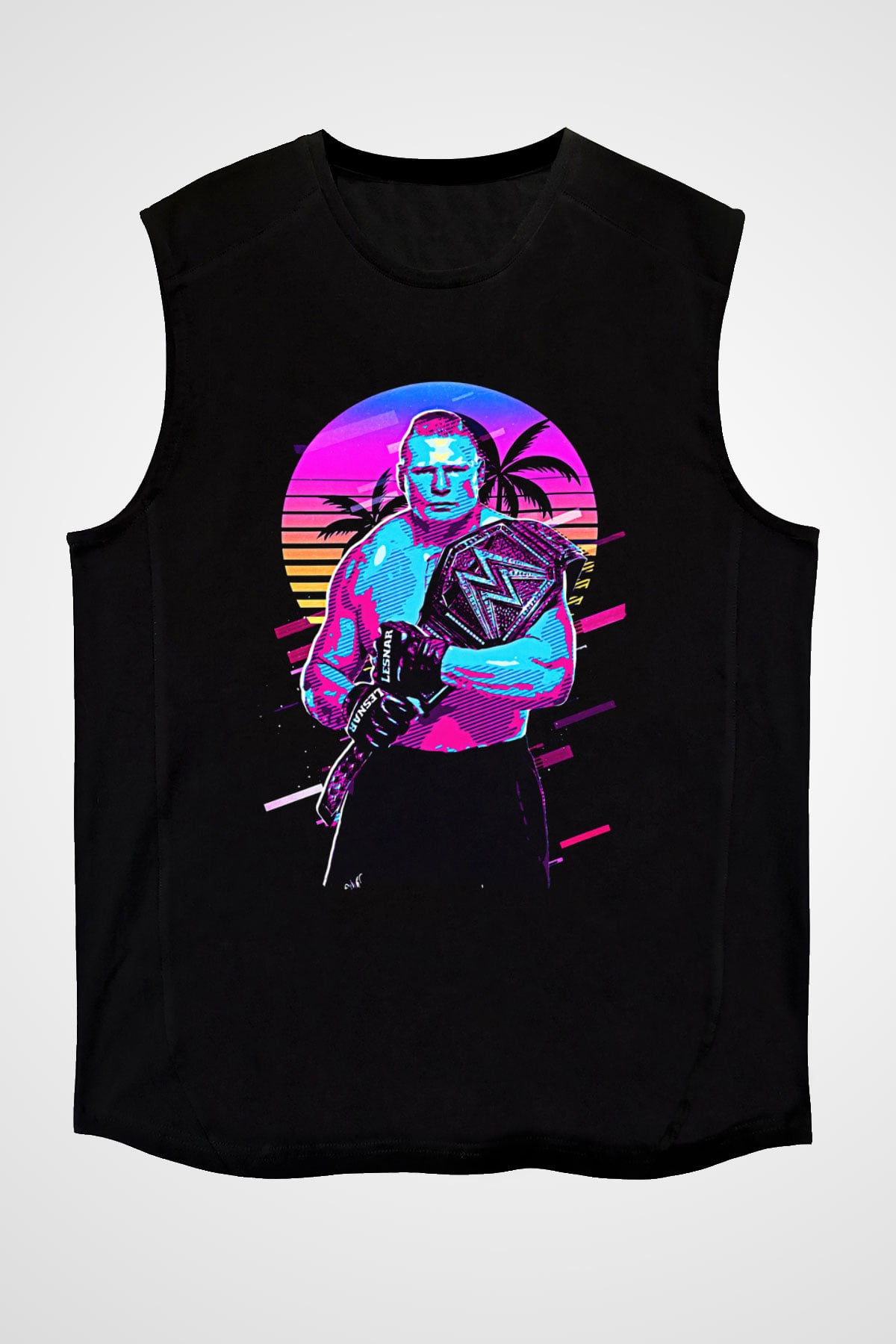 Brock Lesnar Baskılı Unisex Siyah Kolsuz Tişört - Tshirt