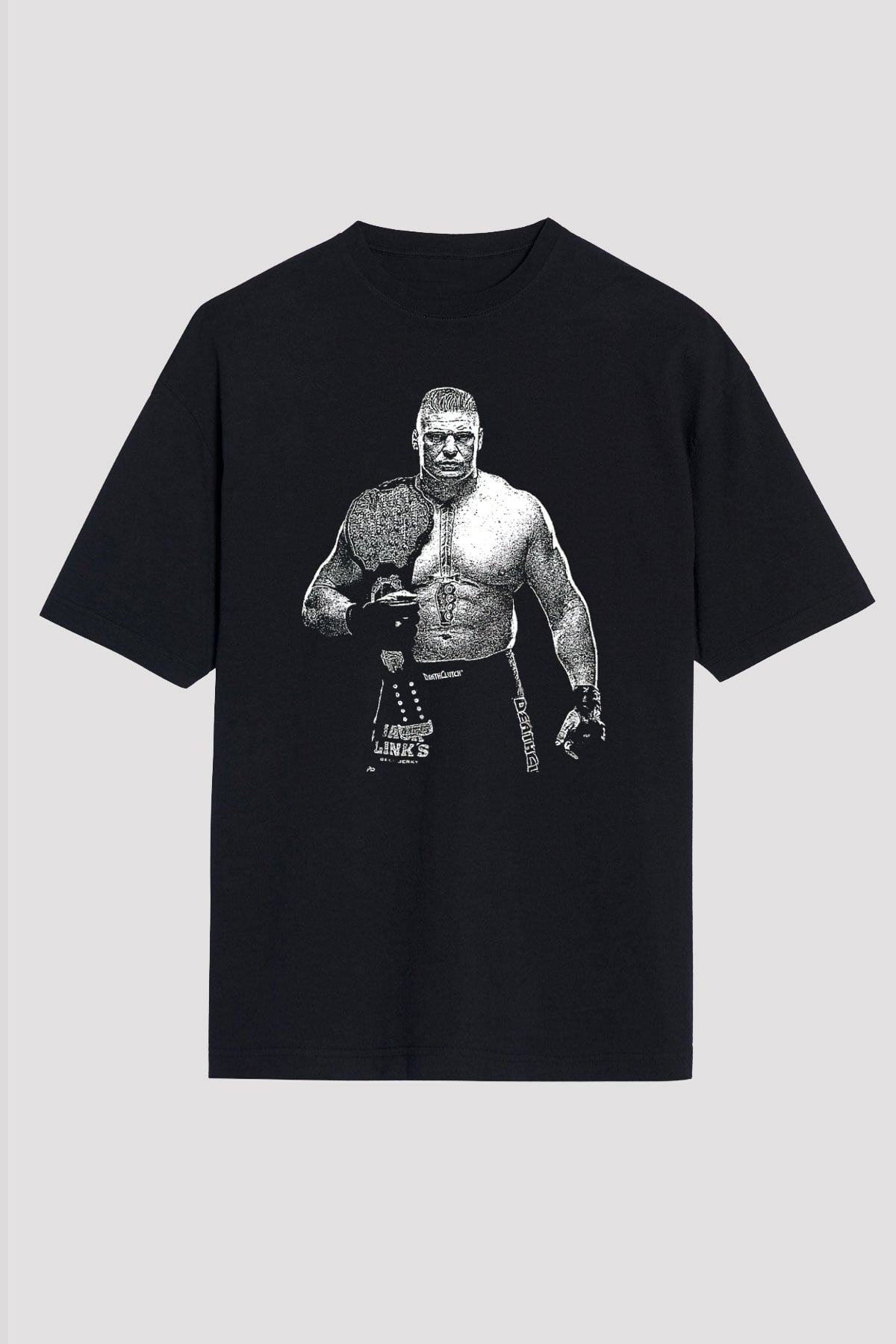 Brock Lesnar Baskılı Unisex Siyah Oversize Tişört - Tshirt