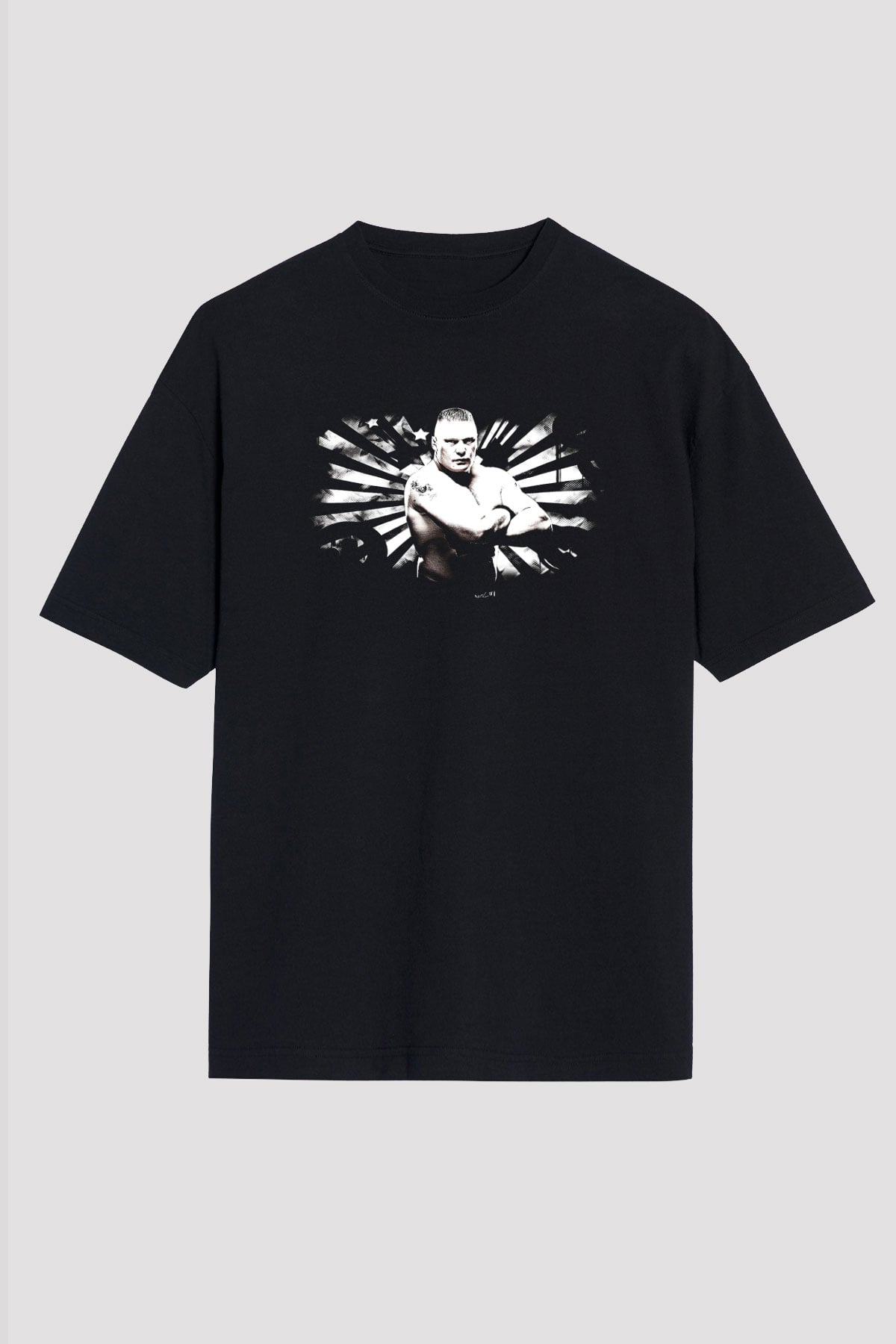 Brock Lesnar Baskılı Unisex Siyah Oversize Tişört - Tshirt