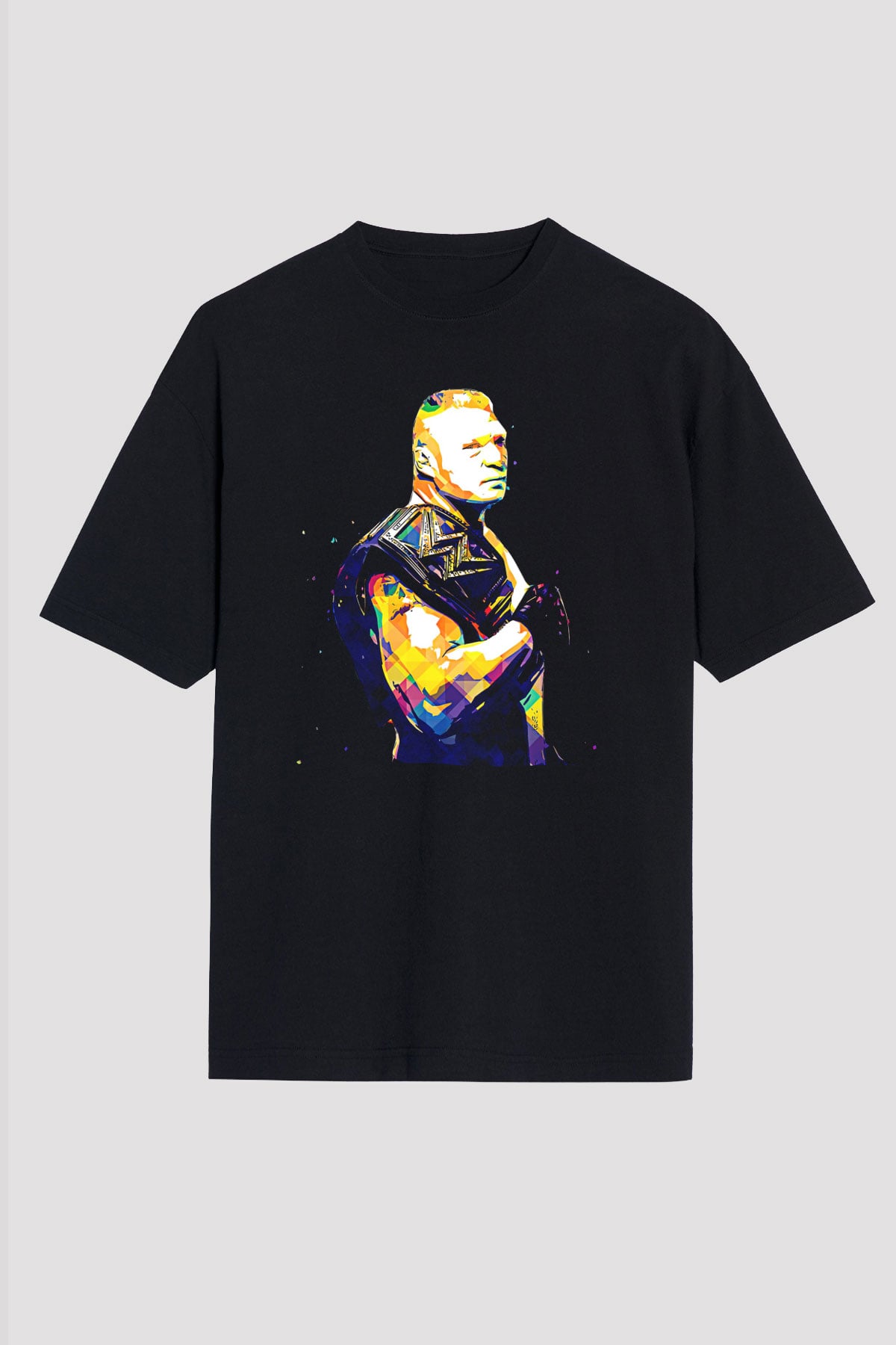 Brock Lesnar Baskılı Unisex Siyah Oversize Tişört - Tshirt