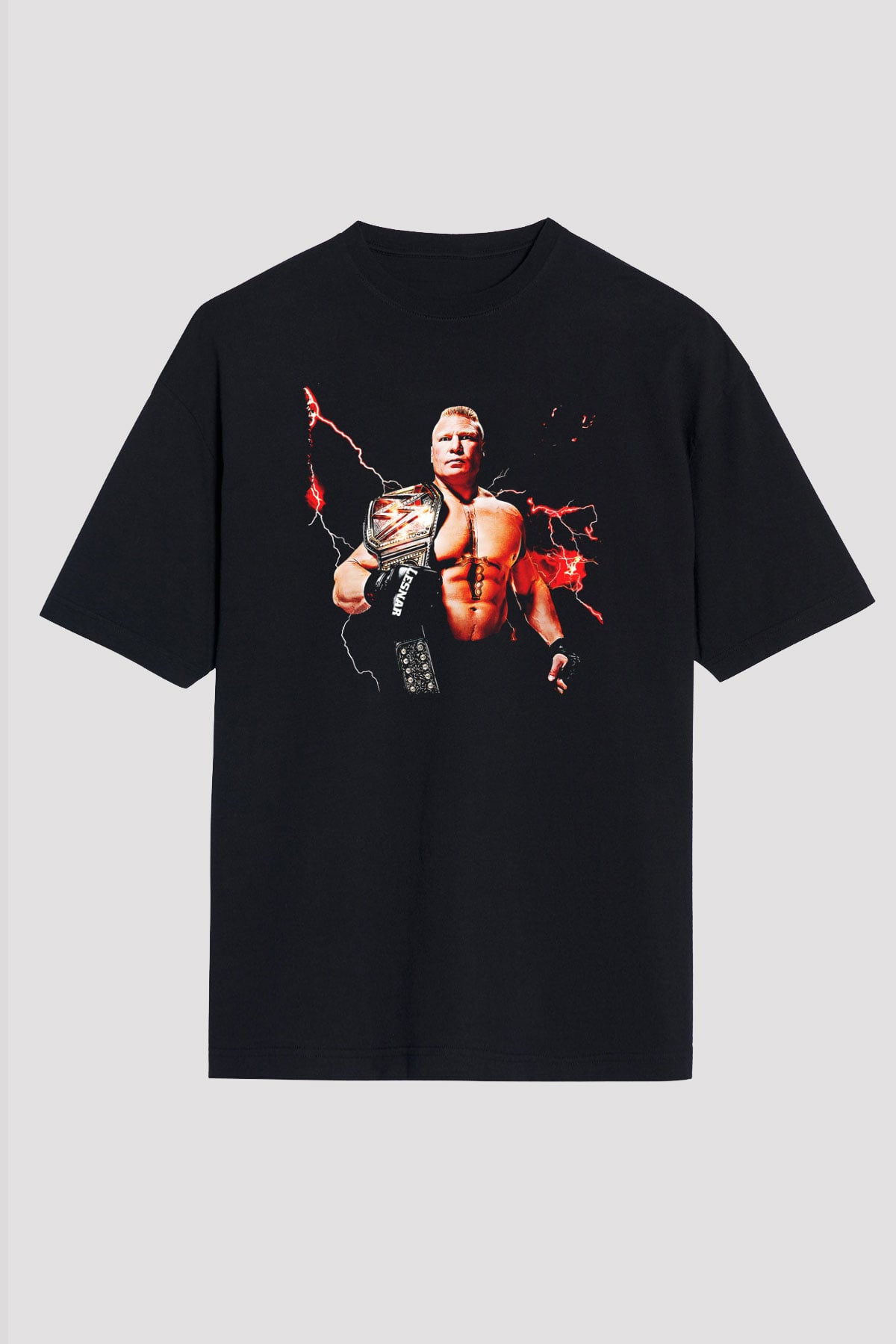 Brock Lesnar Baskılı Unisex Siyah Oversize Tişört - Tshirt