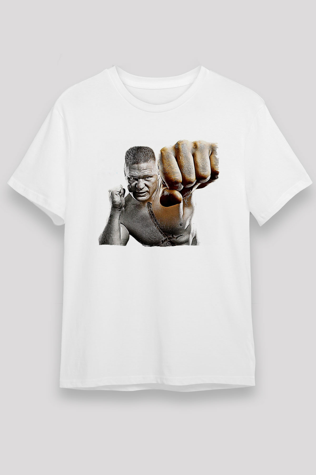 Brock Lesnar Unisex Baskılı Beyaz Tişört - Tshirt