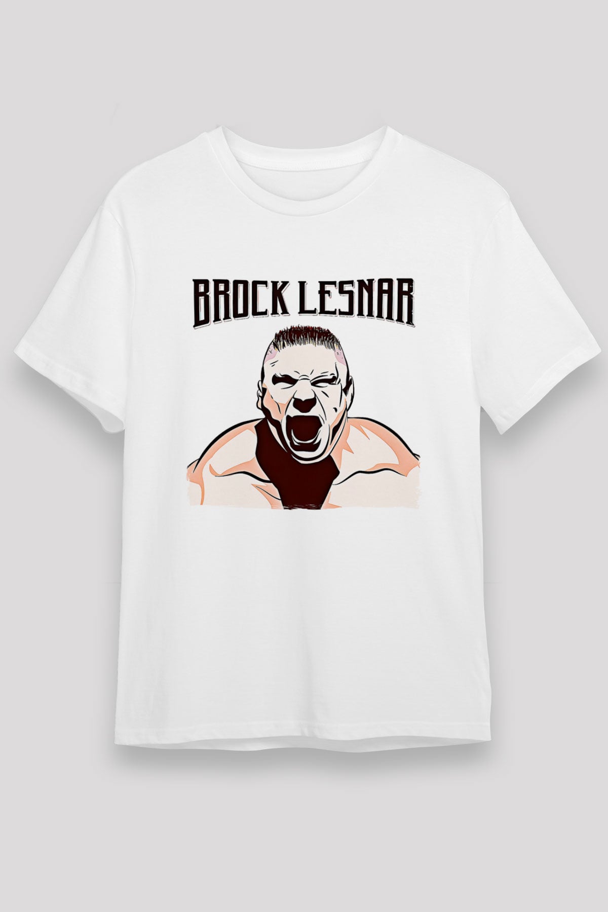 Brock Lesnar Unisex Baskılı Beyaz Tişört - Tshirt