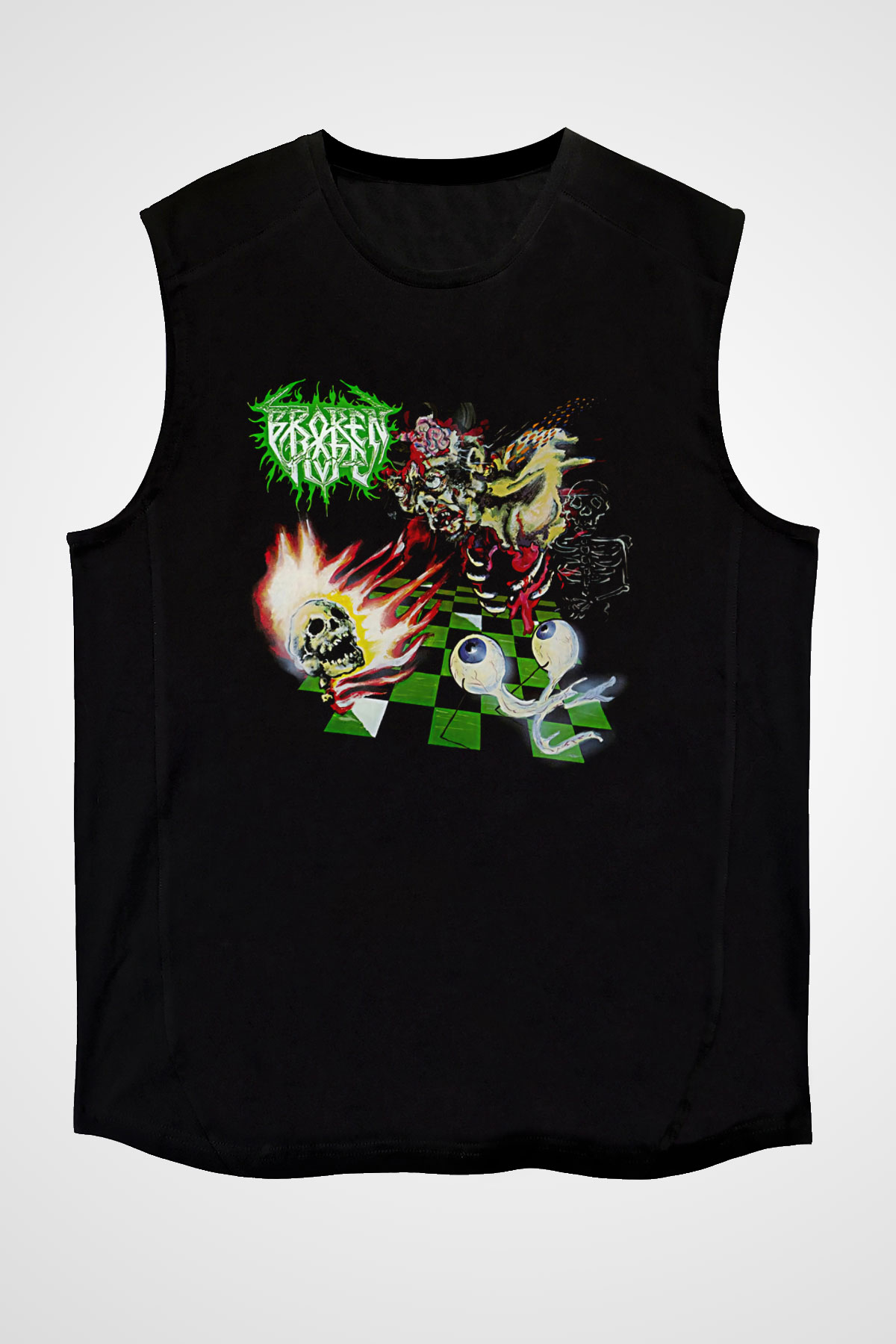 Broken Hope Baskılı Unisex Siyah Kolsuz Tişört - Tshirt