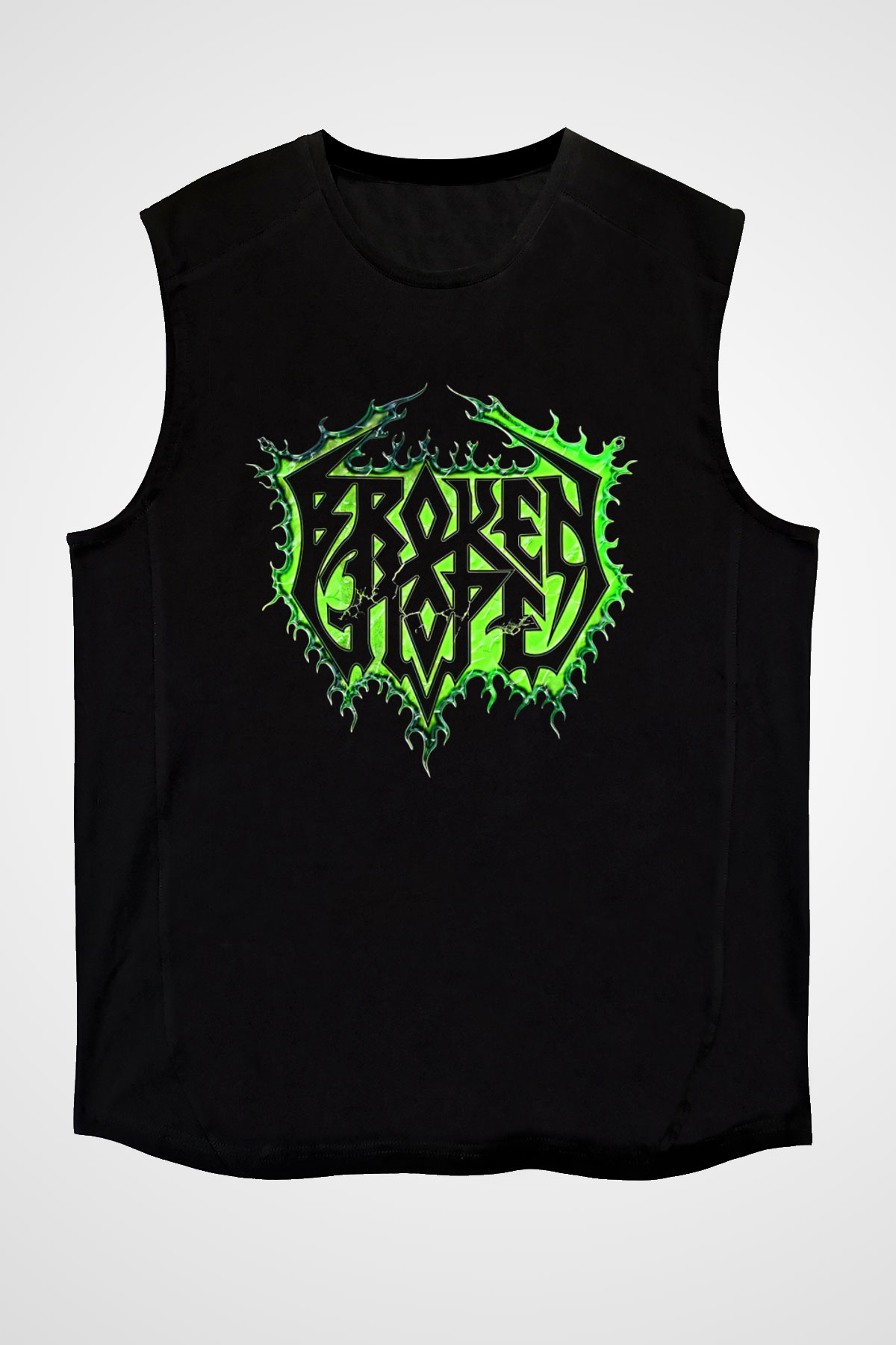Broken Hope Baskılı Unisex Siyah Kolsuz Tişört - Tshirt