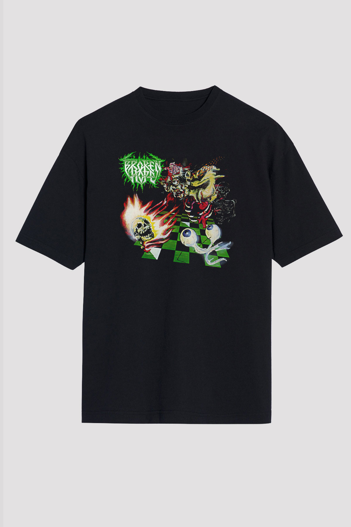 Broken Hope Baskılı Unisex Siyah Oversize Tişört - Tshirt