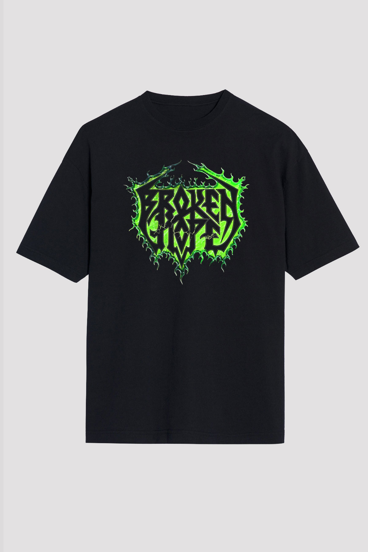 Broken Hope Baskılı Unisex Siyah Oversize Tişört - Tshirt
