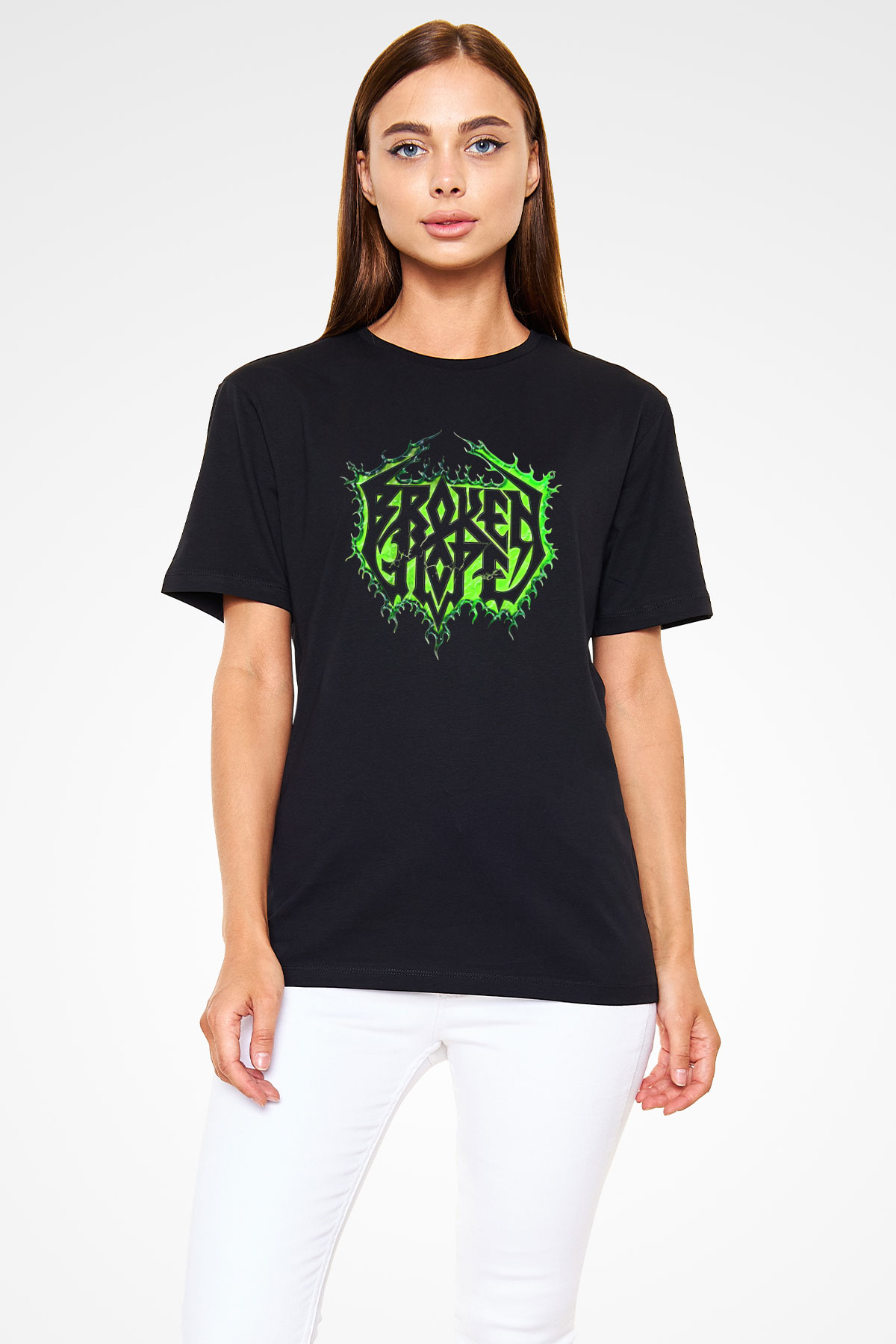 Broken Hope Baskılı Unisex Siyah Tişört - Tshirt
