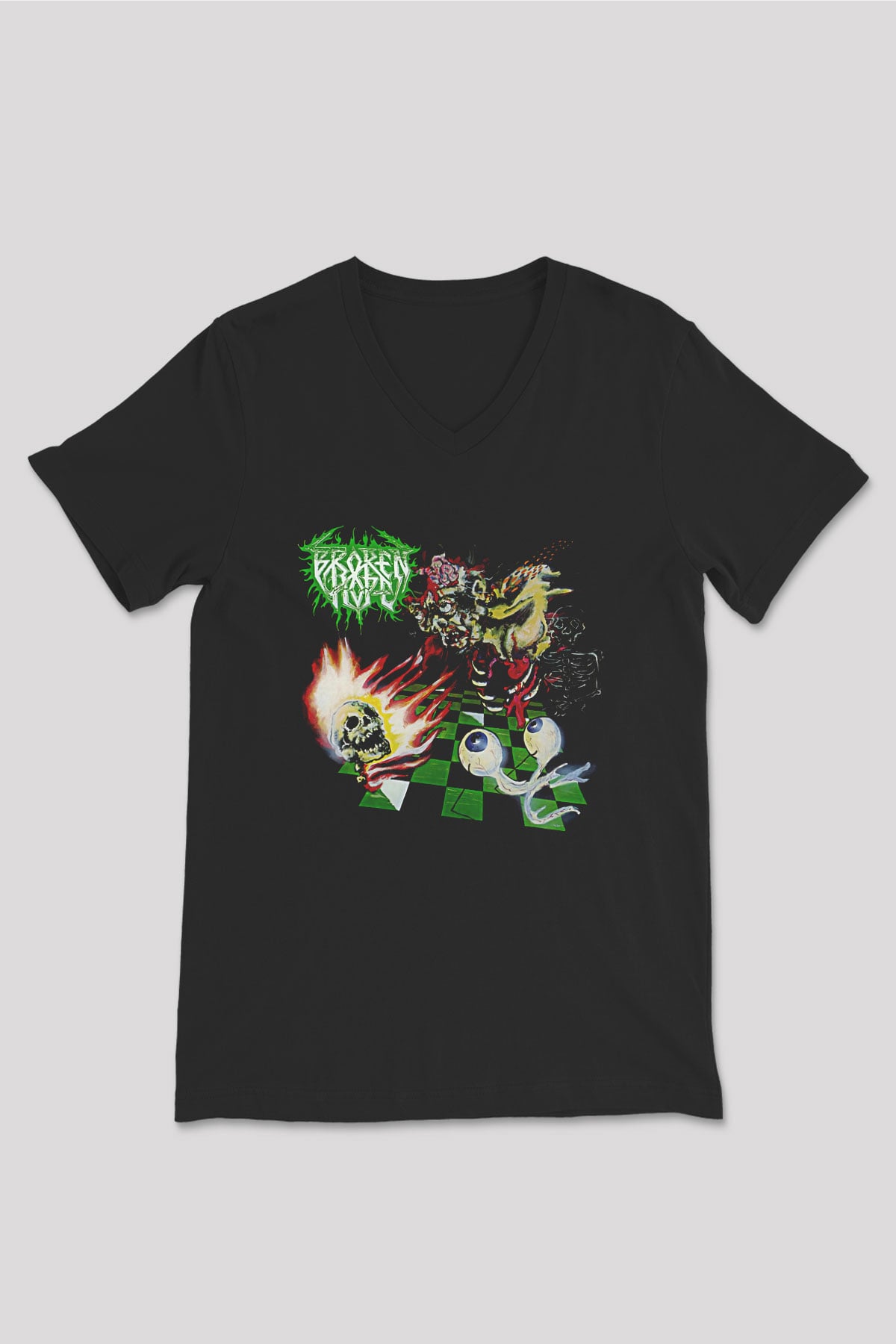 Broken Hope Baskılı Unisex Siyah V Yaka Tişört - Tshirt