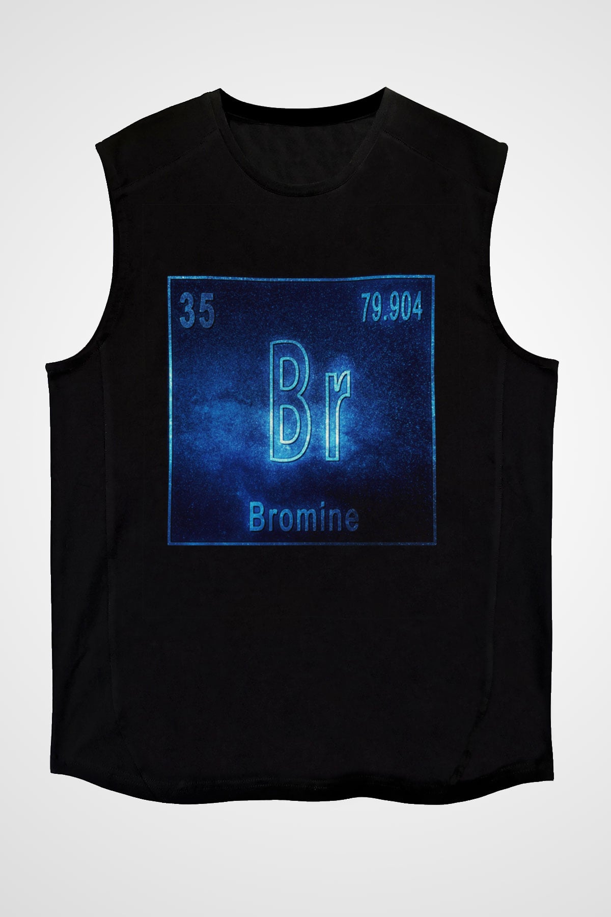Brom Atom Numarası Baskılı Unisex Siyah Kolsuz Tişört
