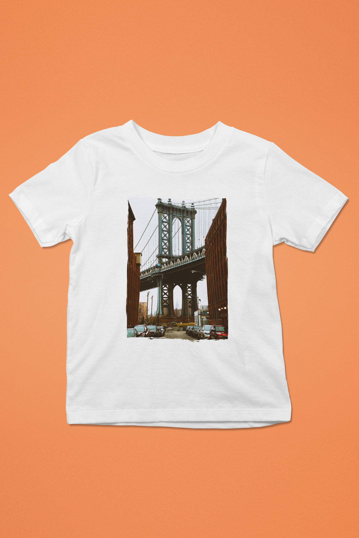 Brooklyn Köprüsü Beyaz Unisex Çocuk Tişört