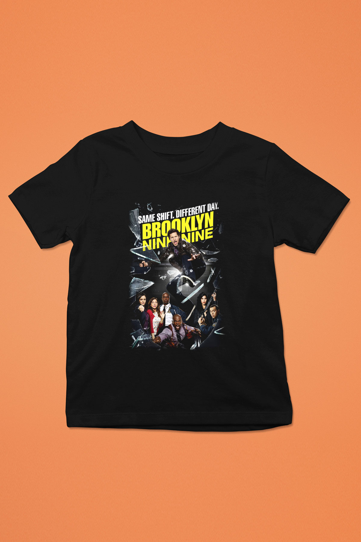 Brooklyn Nine-Nine Baskılı Siyah Unisex Çocuk Tişört