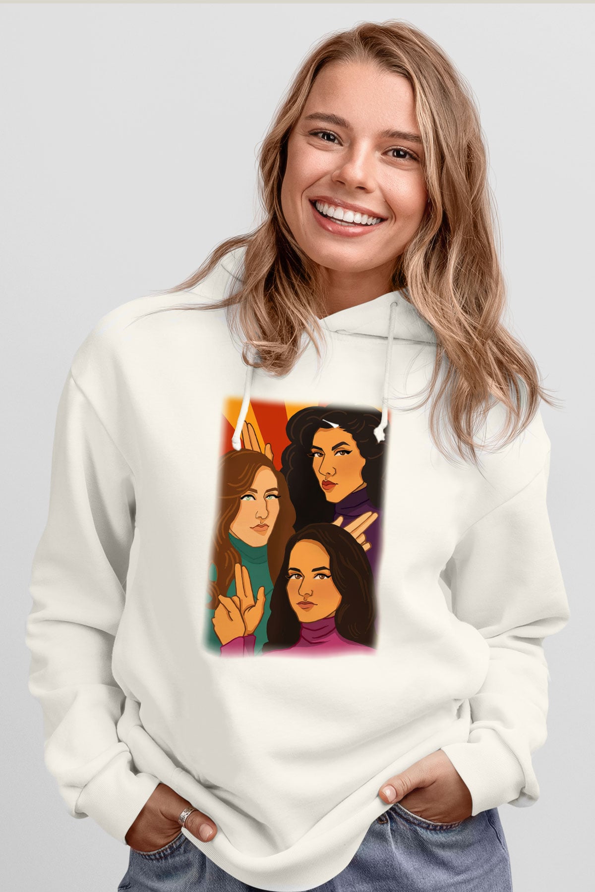 Brooklyn Nine-Nine Beyaz Unisex Kapşonlu Sweatshirt