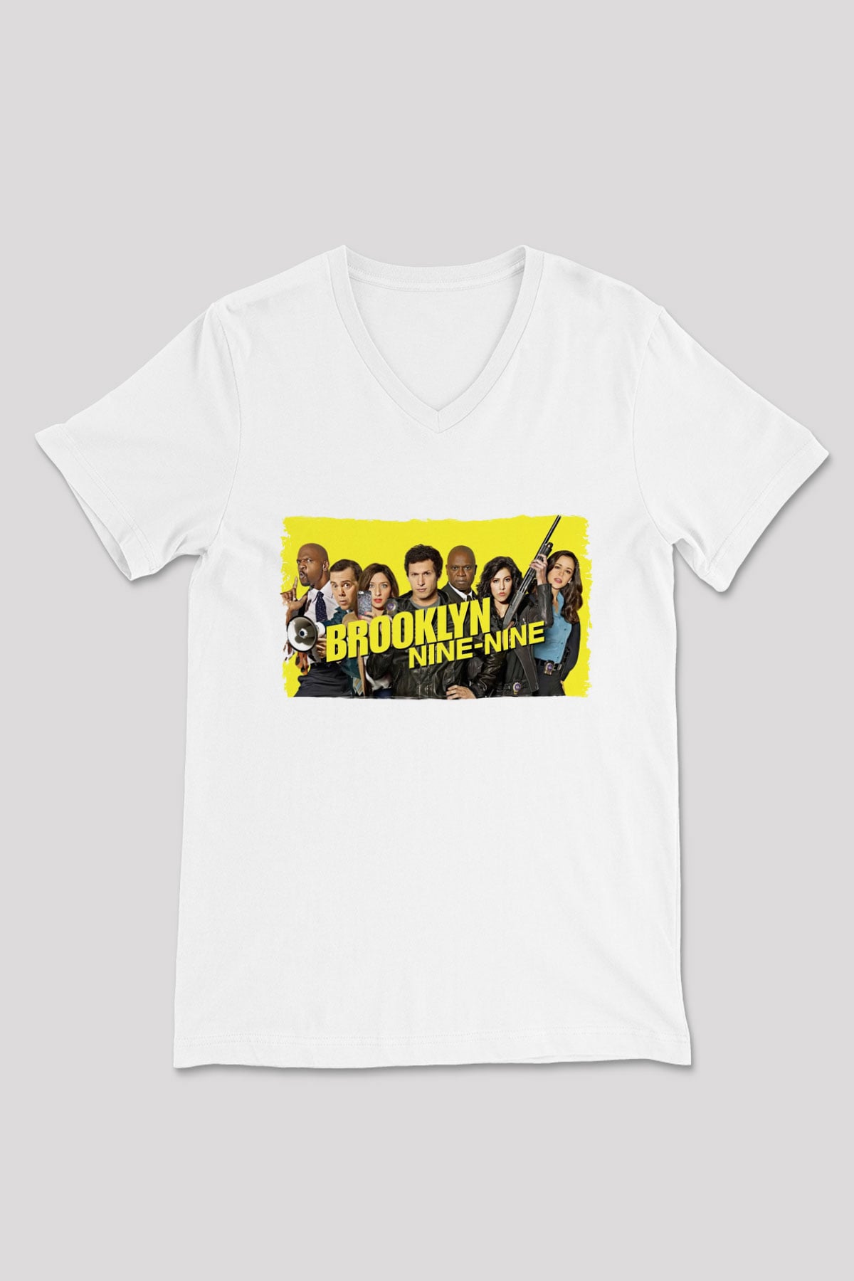 Brooklyn Nine-Nine Beyaz Unisex V Yaka Tişört